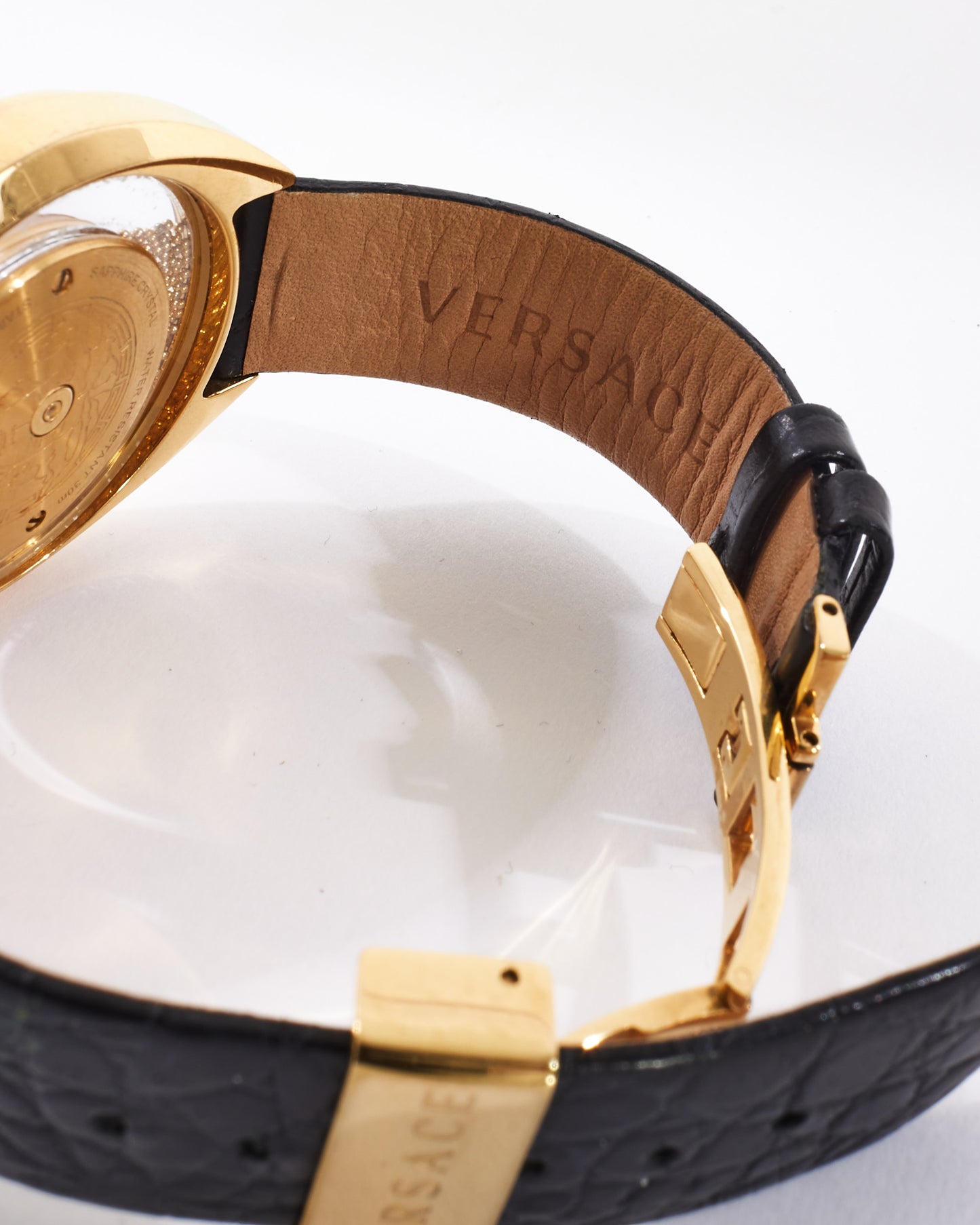 Versace Black Croc Embossed Leather & Gold Tone Destiny Spirit Watch