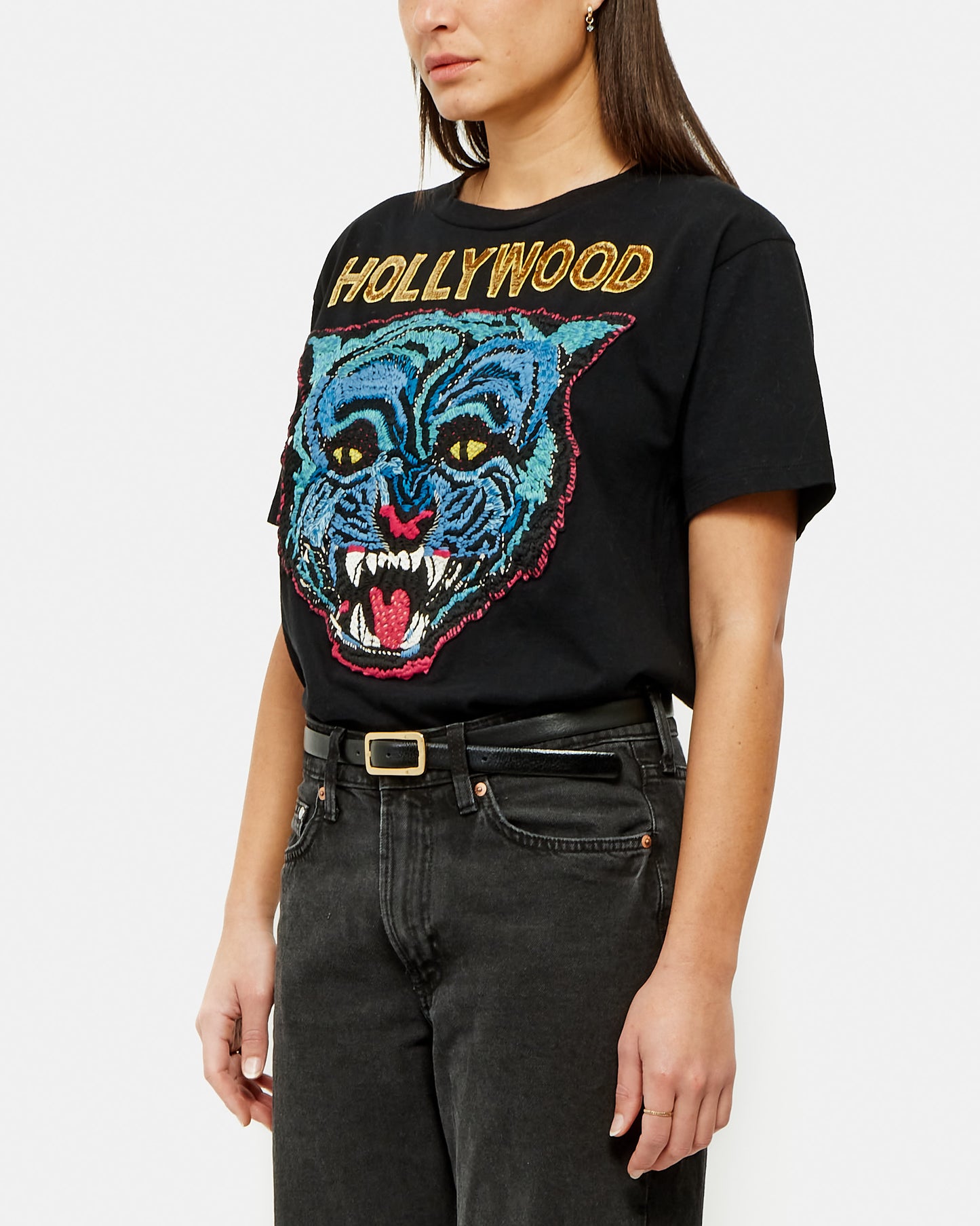 Gucci Black Sequin Gold Hollywood T-Shirt - XS