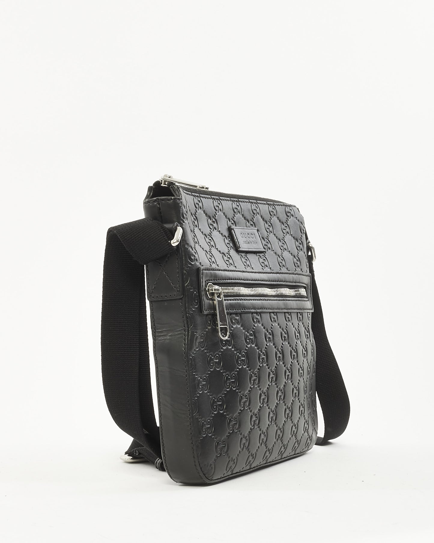 Gucci Black Signature G Leather Small Messenger Bag