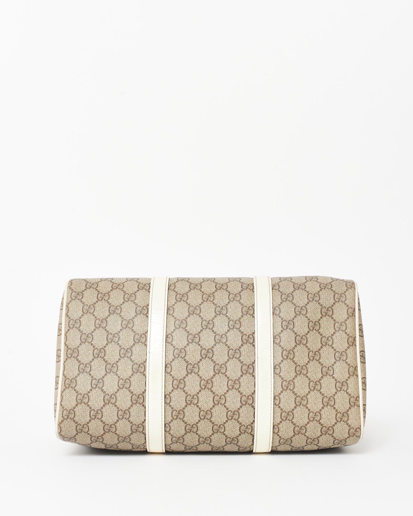 Gucci Monogram Coated Canvas & Cream Leather Trim Boston Bag