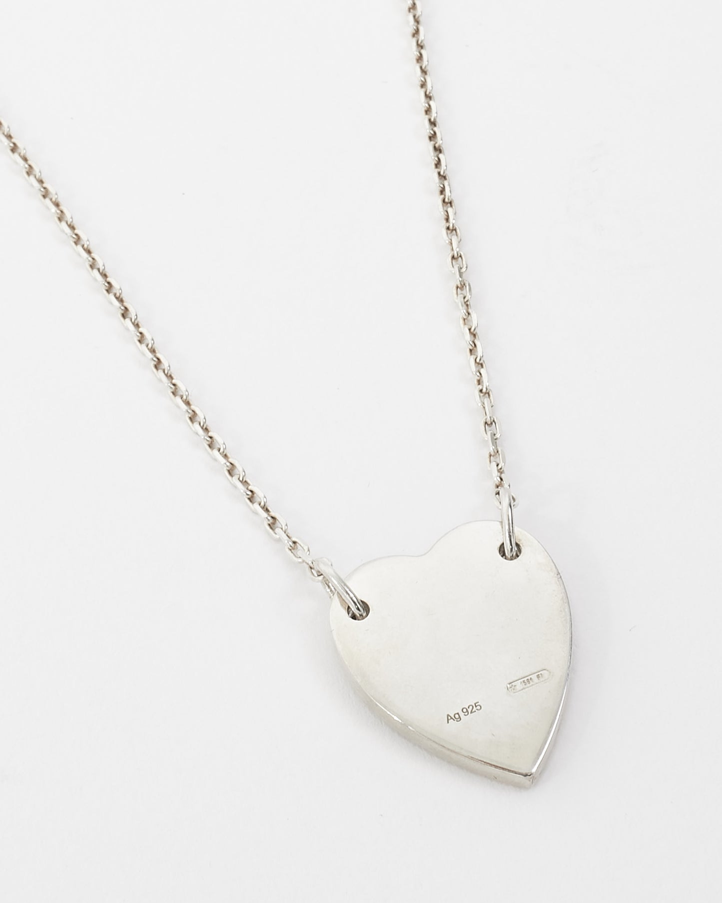 Gucci Sterling Silver Logo Heart Necklace