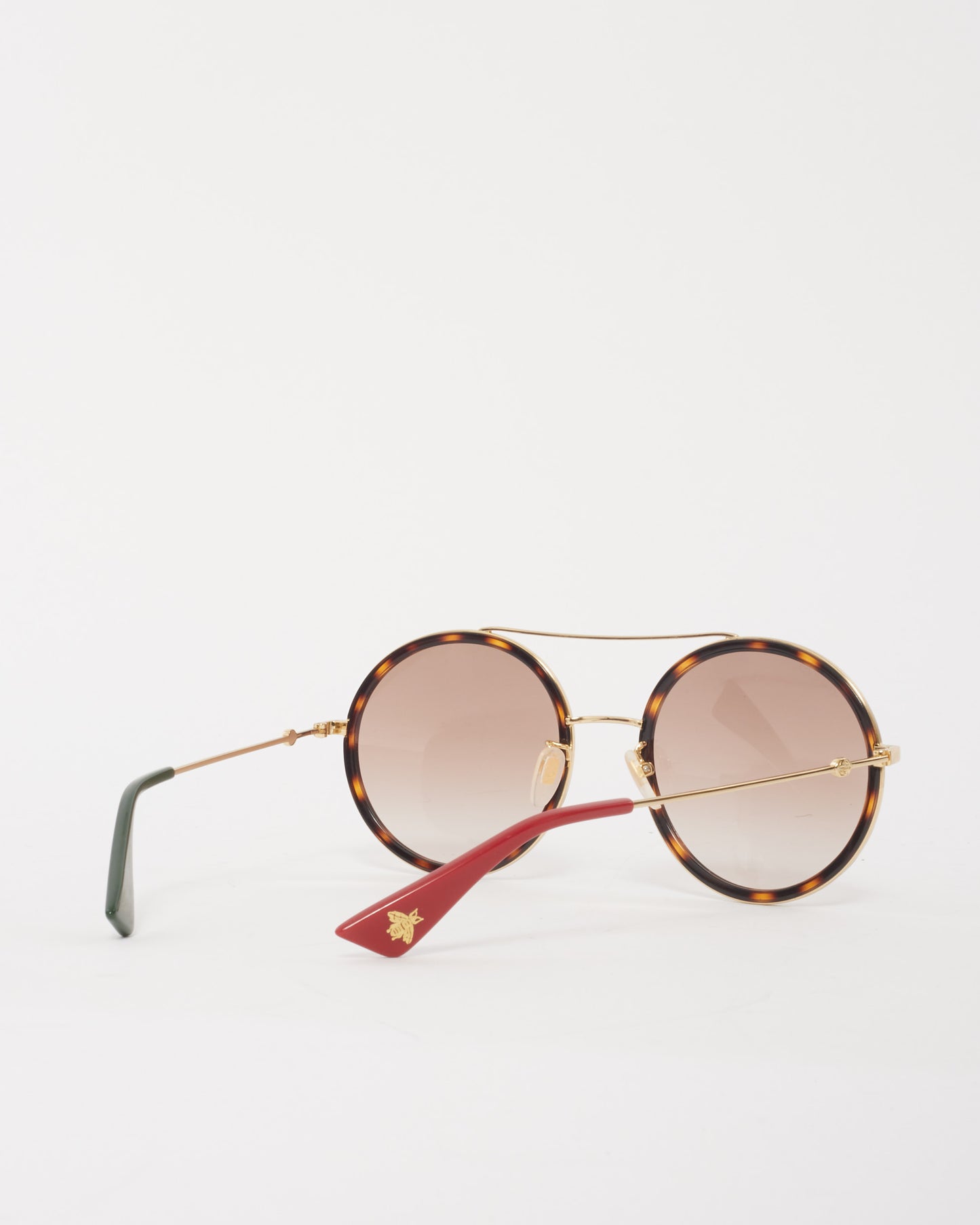 Gucci Tortoise Gradient Lens Round Frame Aviator GG0061S Sunglasses