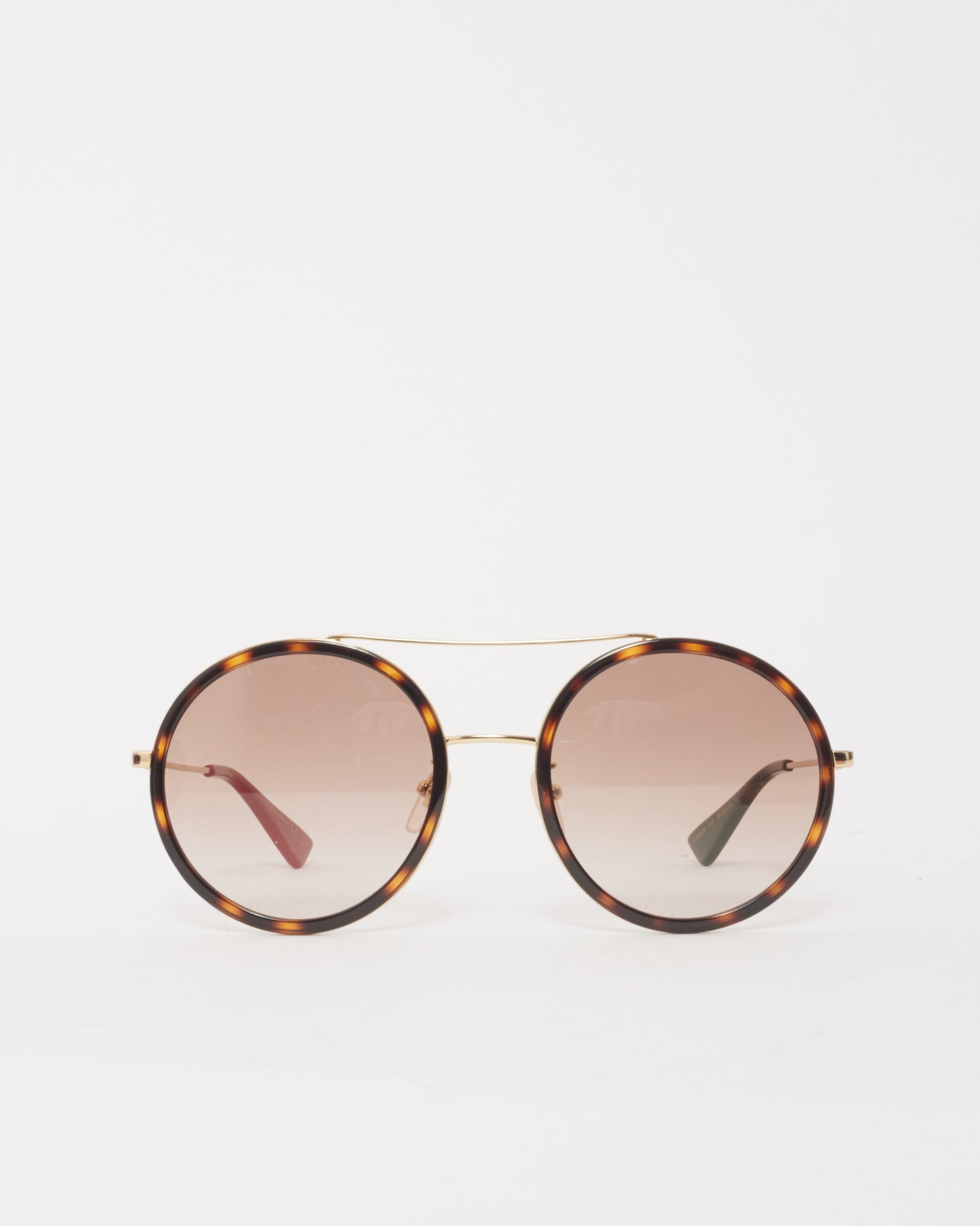 Gucci Tortoise Gradient Lens Round Frame Aviator GG0061S Sunglasses