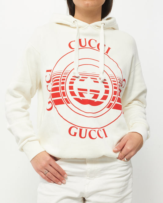 Gucci White & Red Logo Hoodie - XS