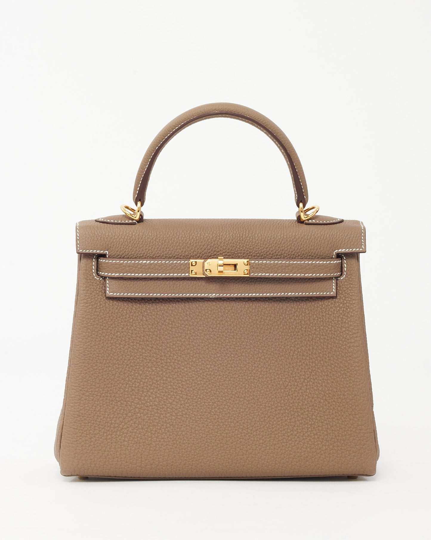 Hermès Etoupe Togo Leather Kelly Retourne 25 GHW