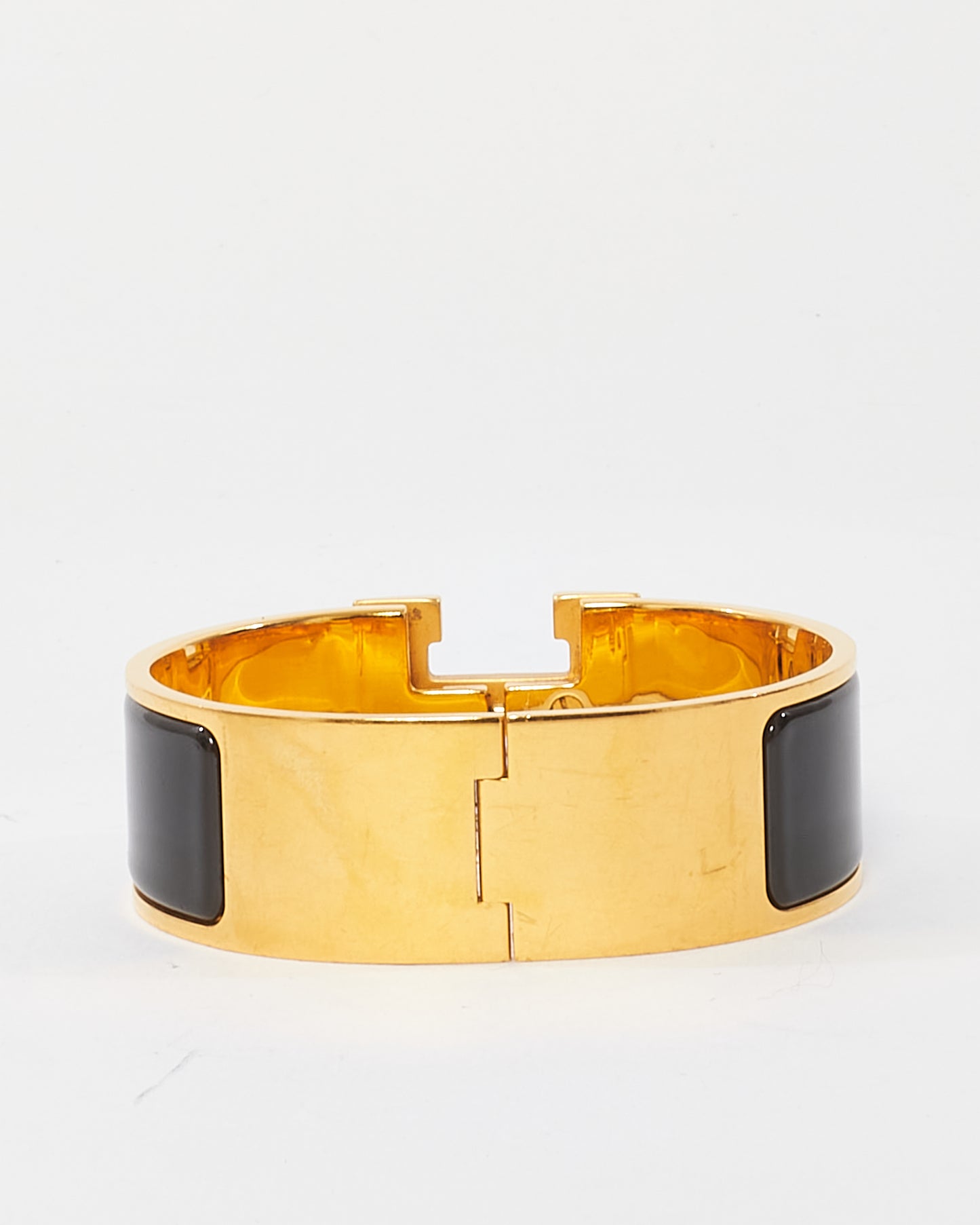 Hermès Black & Gold Wide Clic Clac Bracelet - PM