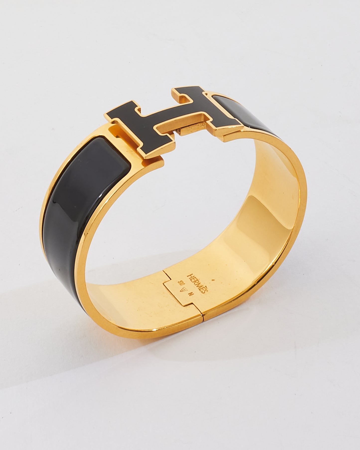 Hermès Black & Gold Wide Clic Clac Bracelet - PM
