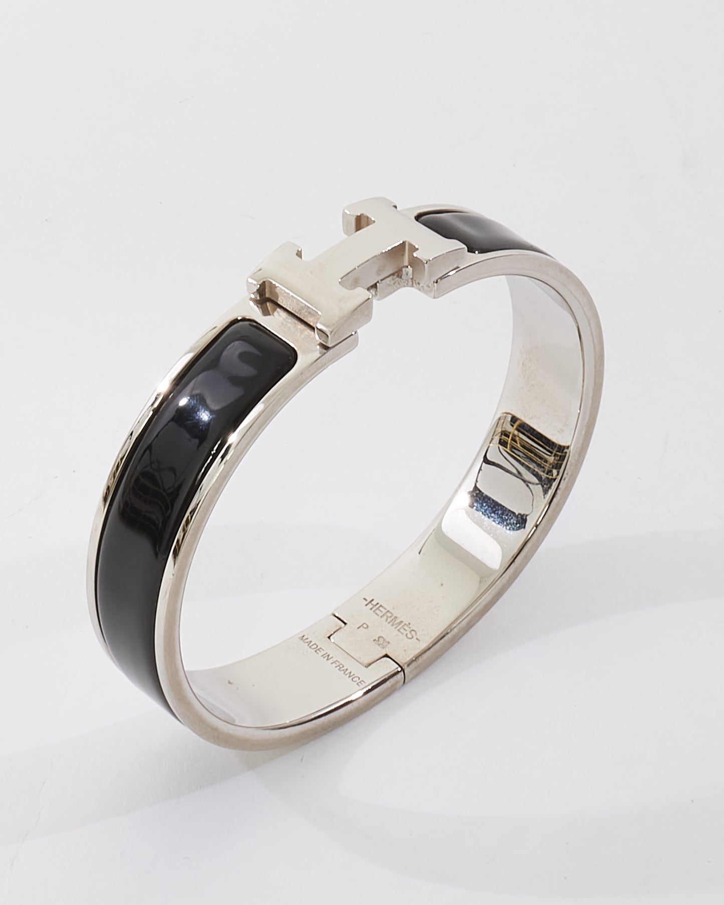 Hermès Black & Silver Thin Clic Clac Bracelet - PM