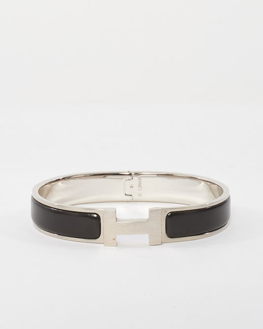 Hermès Black & Silver Thin Clic Clac Bracelet - PM