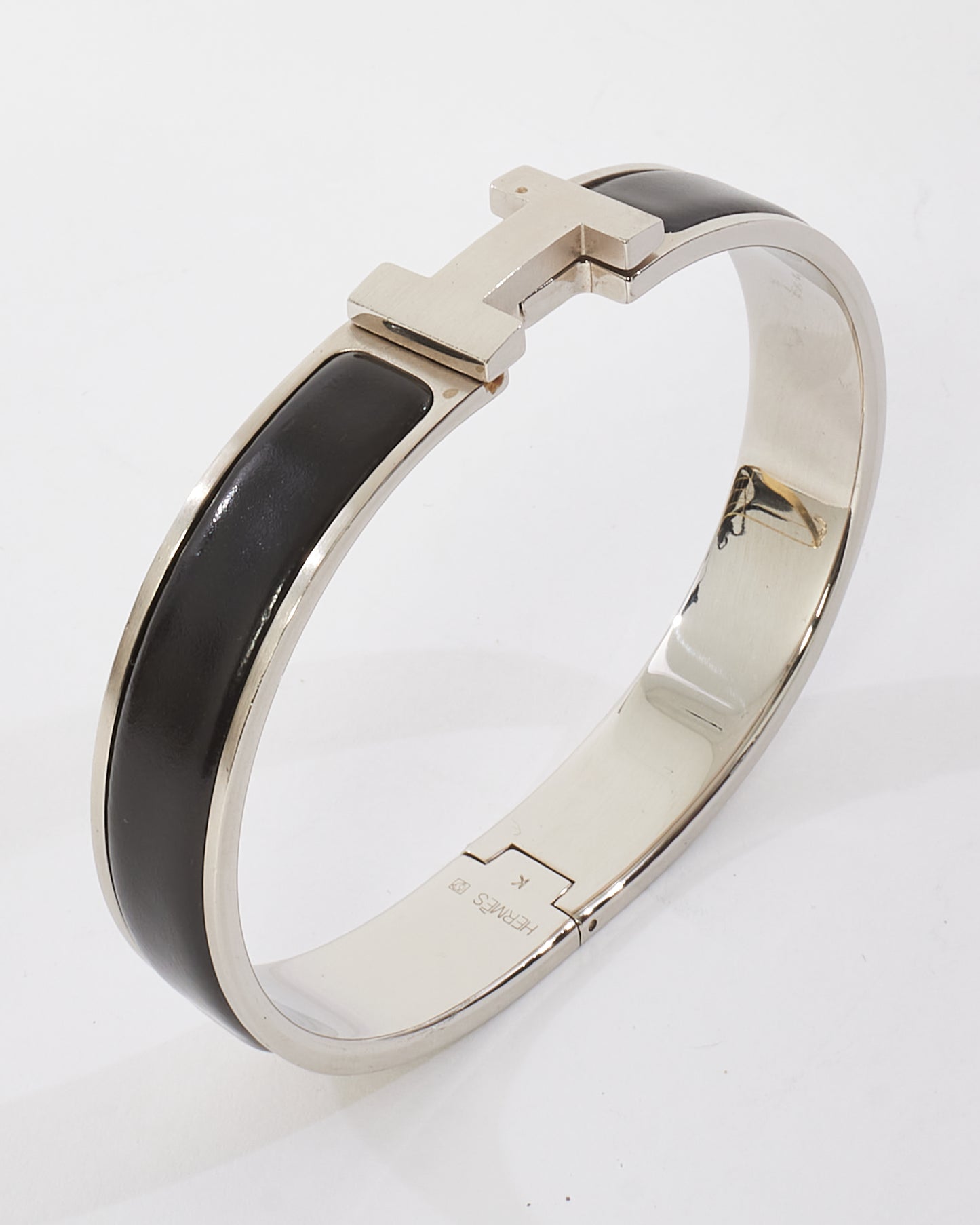 Hermès Black & Silver Thin Clic Clac Bracelet - GM