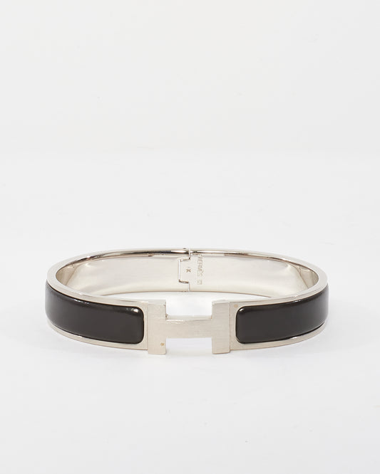 Hermès Black & Silver Thin Clic Clac Bracelet - GM