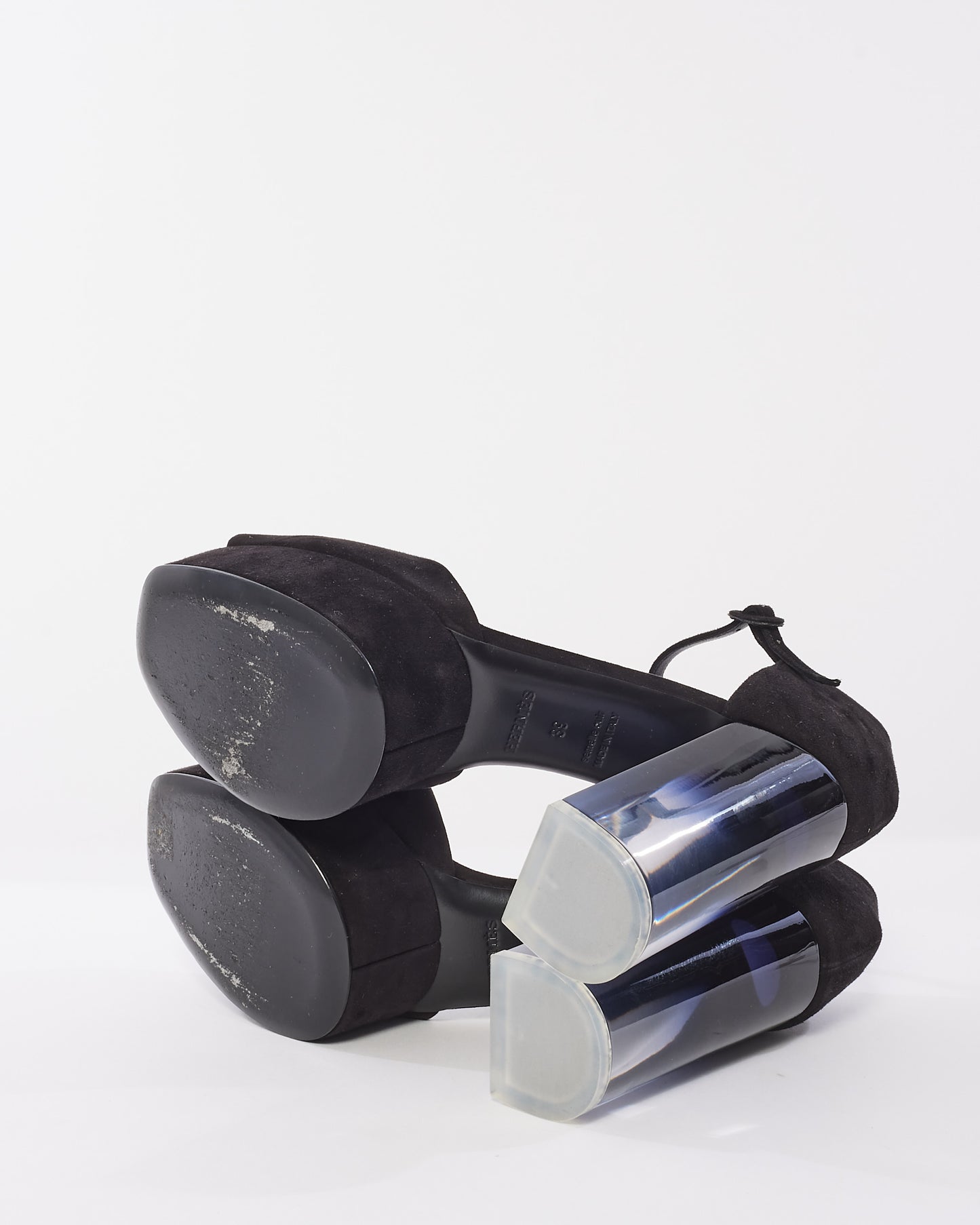 Hermès Black Suede Fever 70 D'Orsay Platform Pumps - 39
