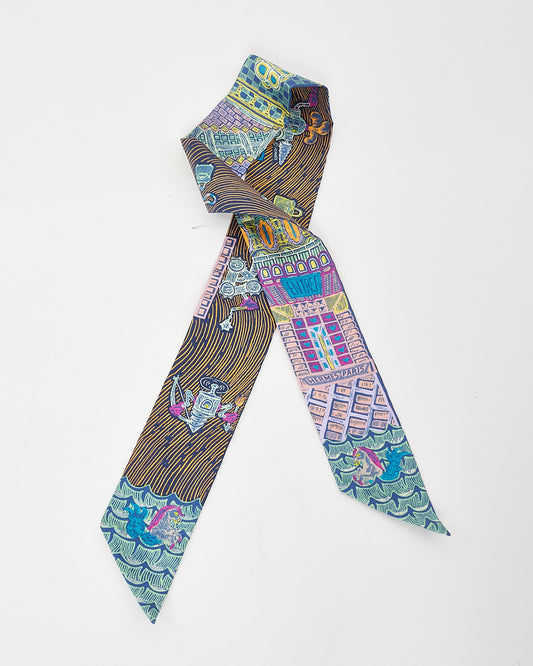 Hermès Blue & Purple Multi Super Silk Quest Twilly