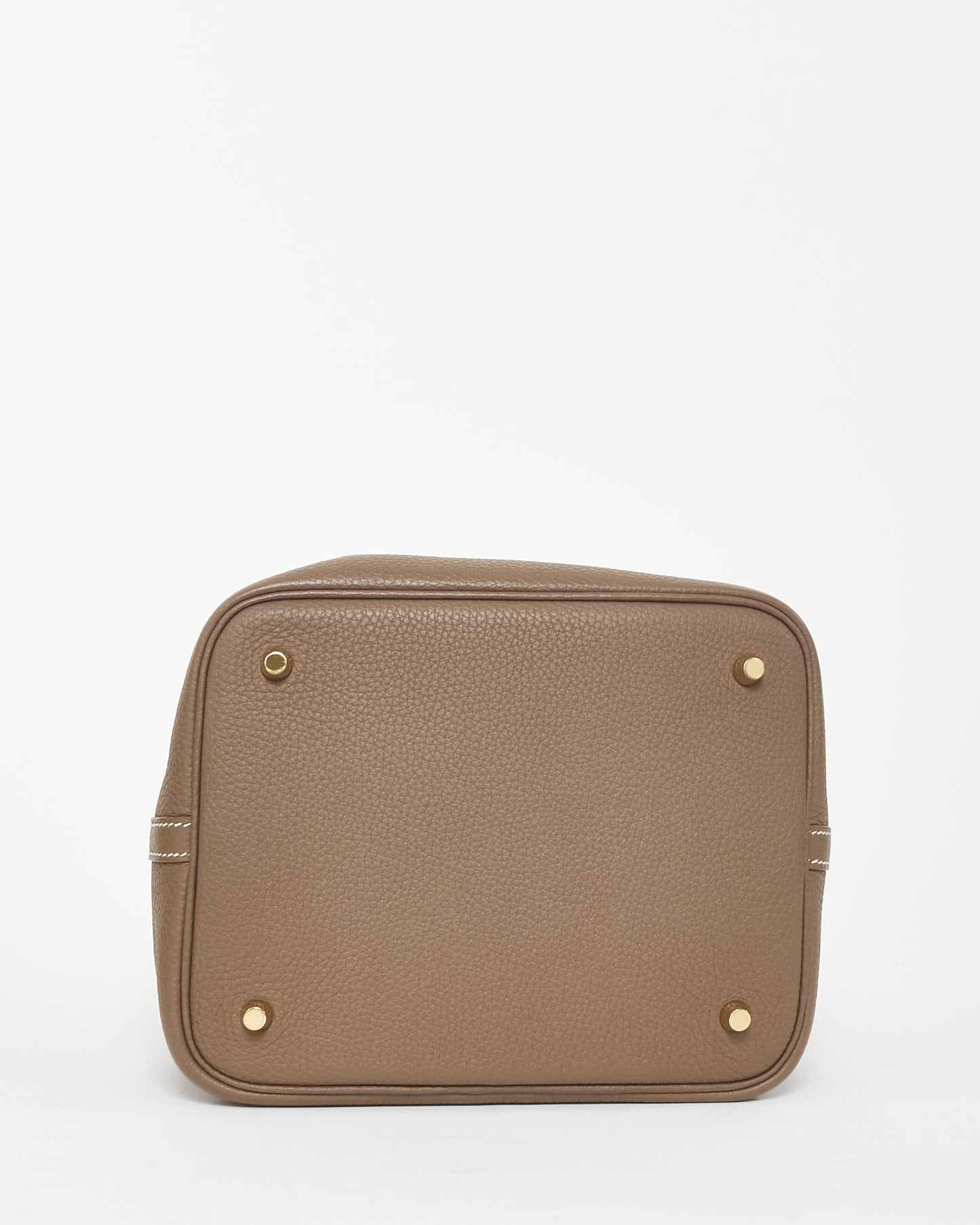 Hermès Étoupe Clemence Leather Picotin 22 GHW