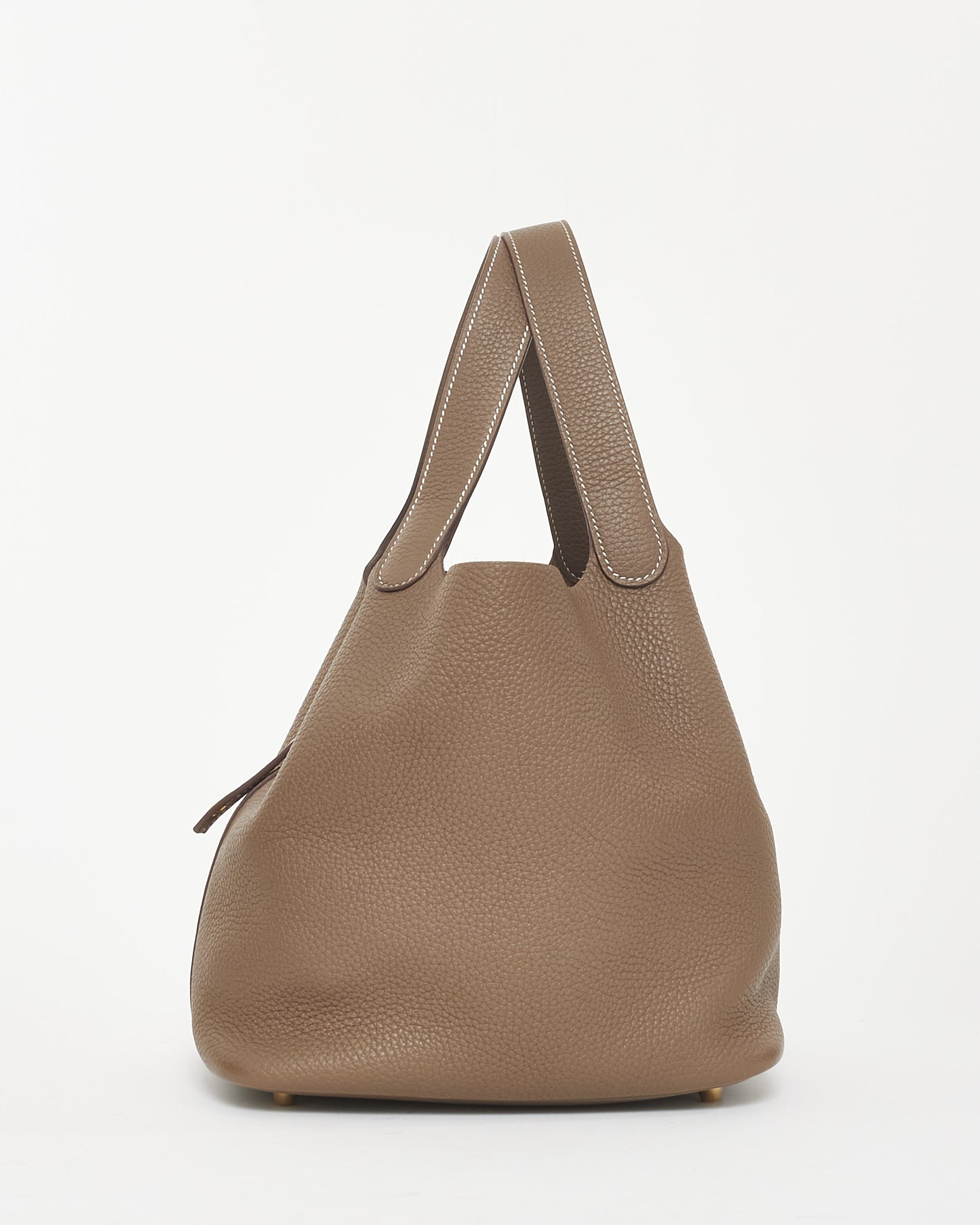 Hermès Étoupe Clemence Leather Picotin 22 GHW