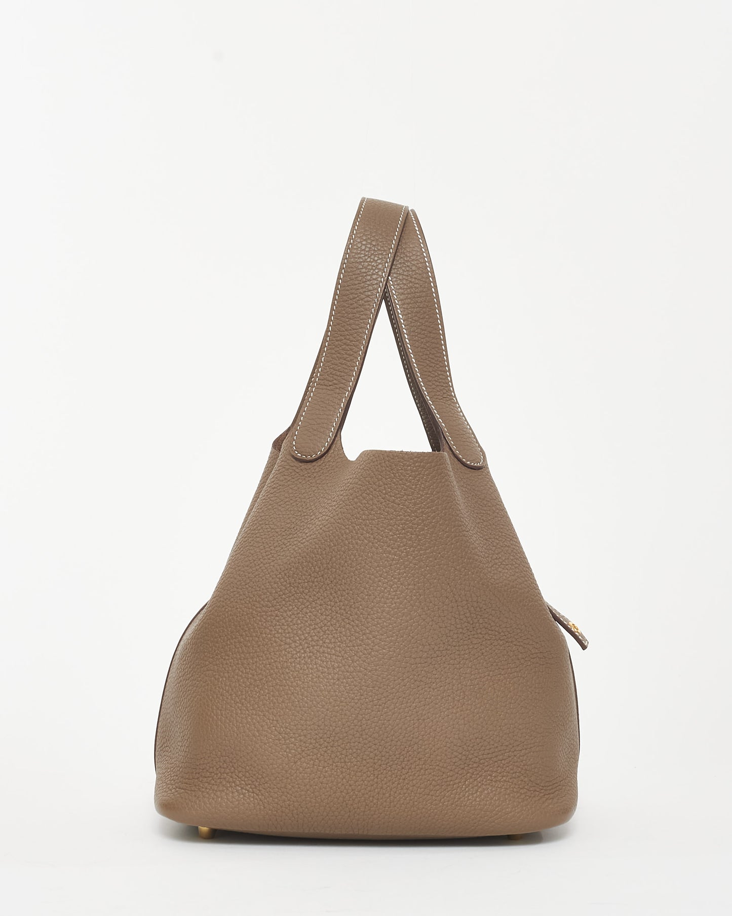 Hermès Étoupe Clemence Leather Picotin 22 GHW