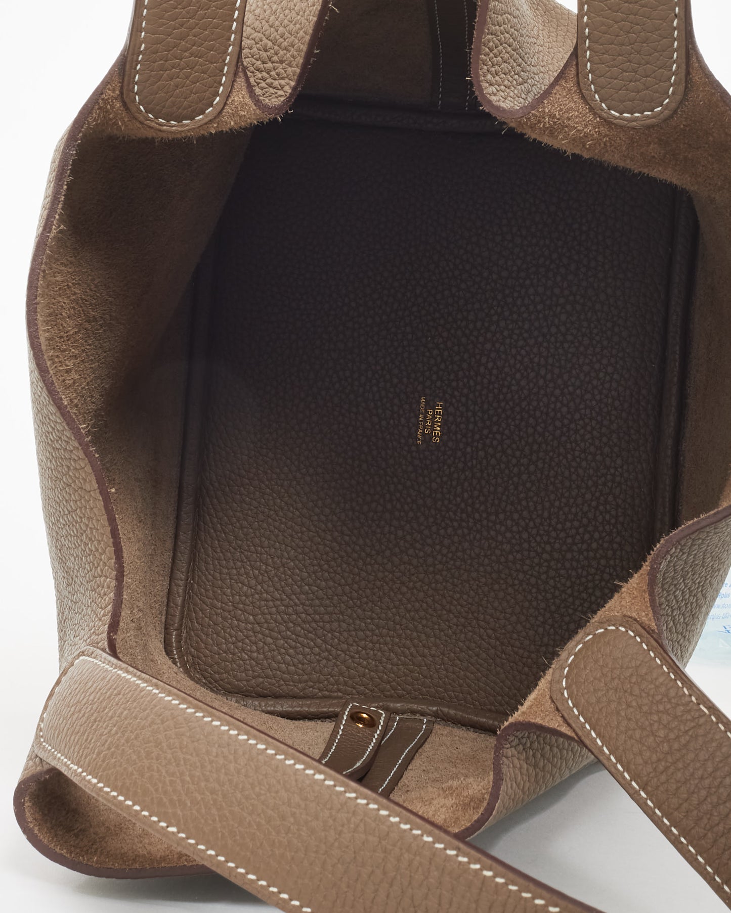 Hermès Étoupe Clemence Leather Picotin 22 GHW