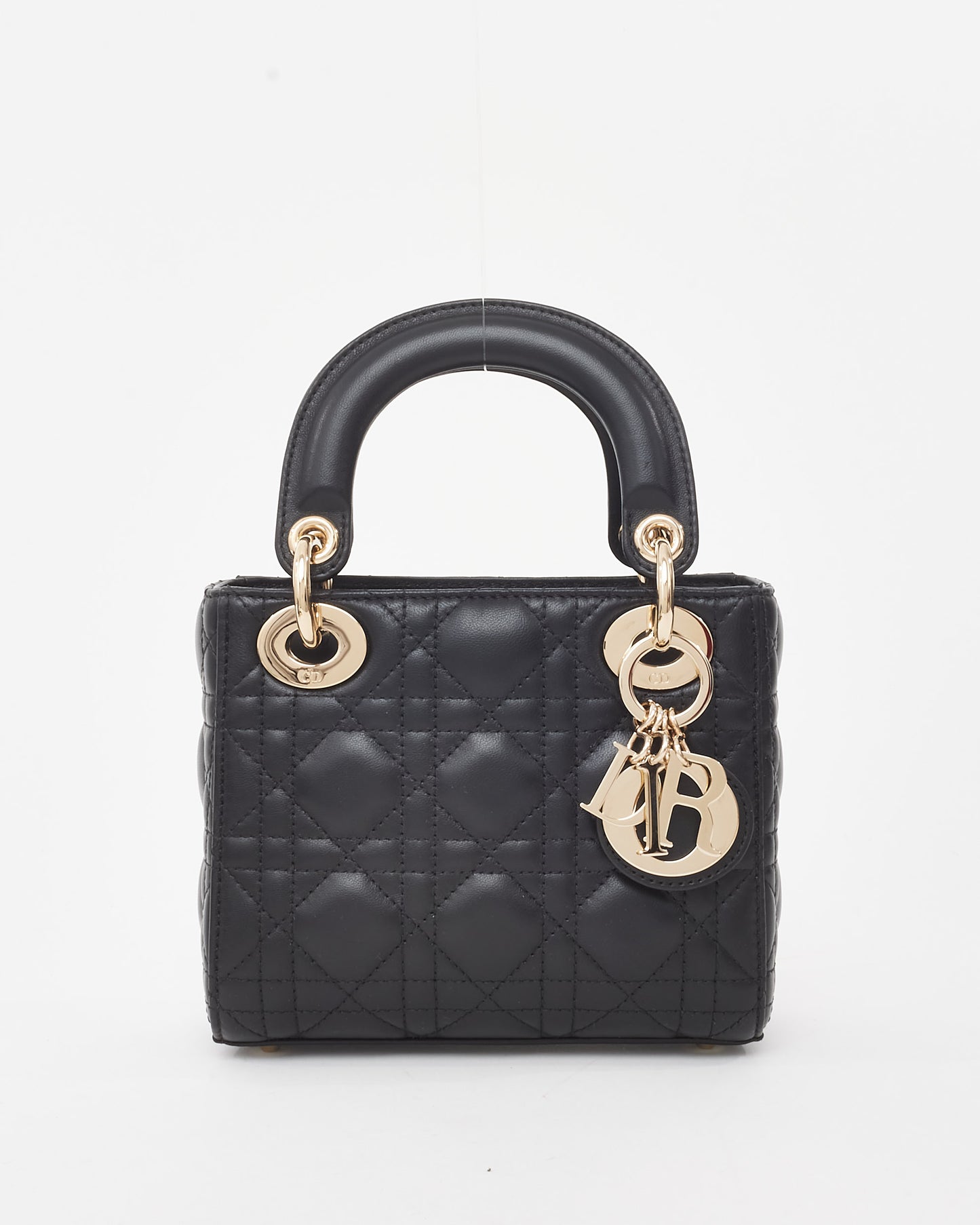 Dior Black Cannage Lambskin Leather Mini Lady Dior Bag CPHW