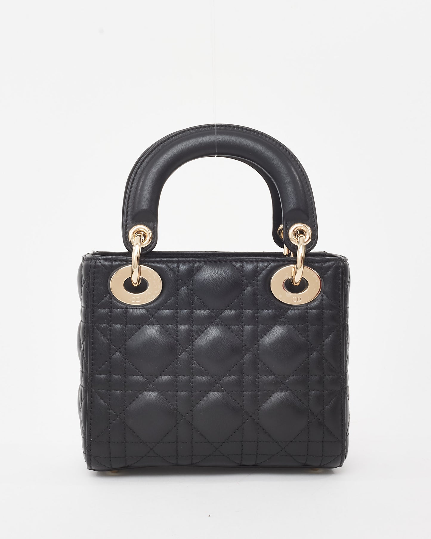 Dior Black Cannage Lambskin Leather Mini Lady Dior Bag CPHW