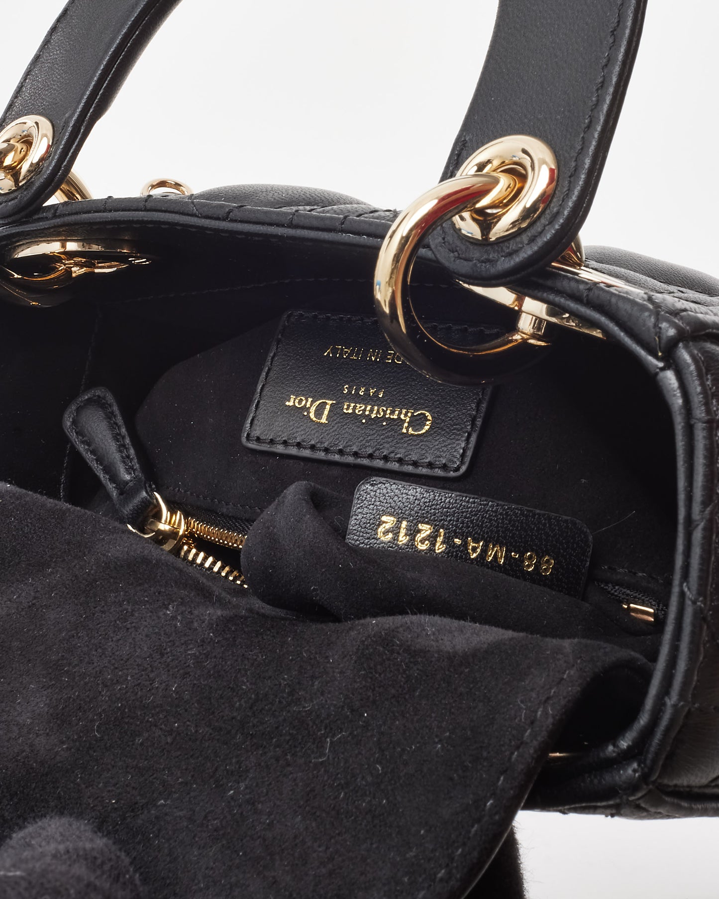 Dior Black Cannage Lambskin Leather Mini Lady Dior Bag CPHW