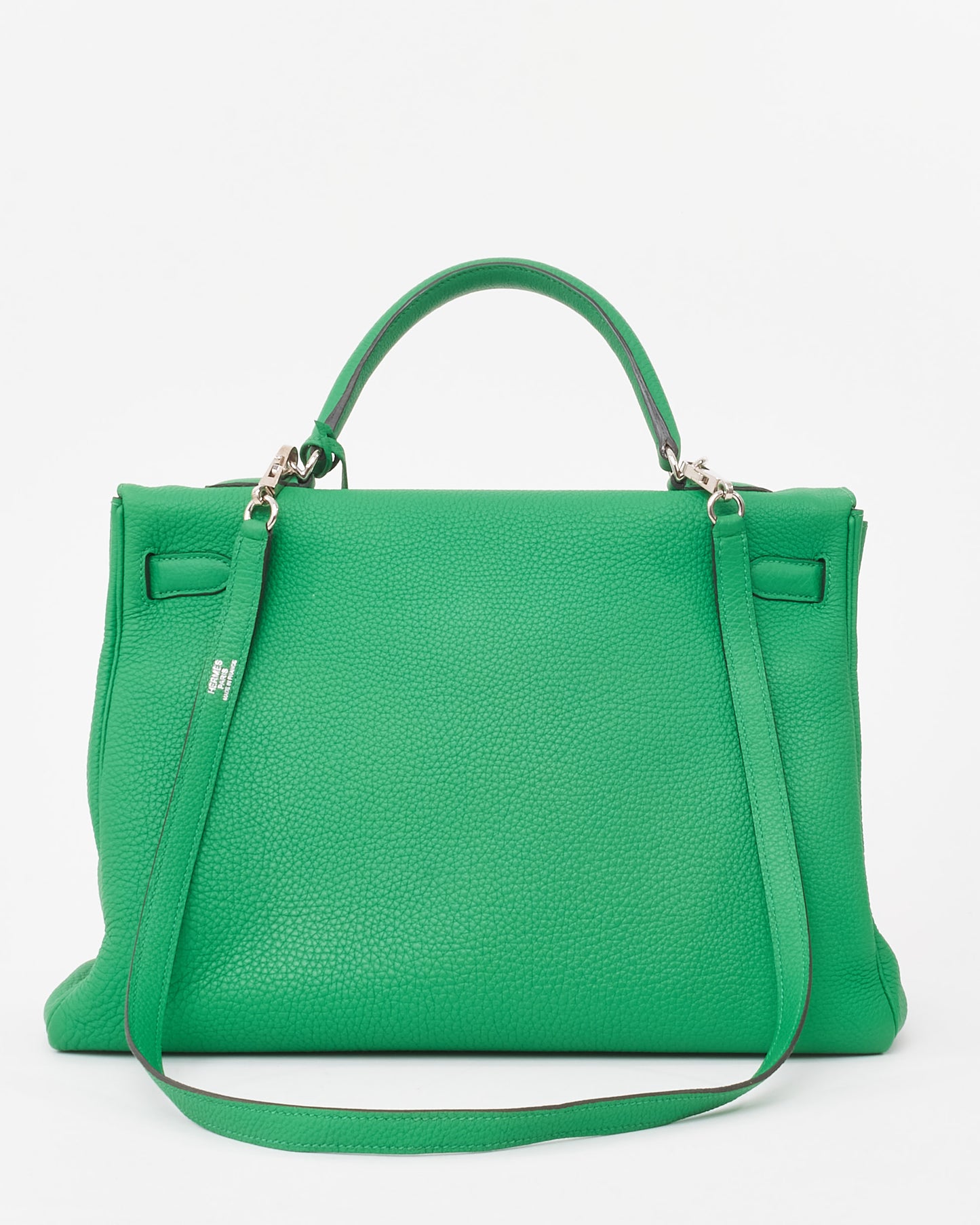 Hermès Green Bamboo Clemence Leather Kelly Retourne 32 Handbag PHW