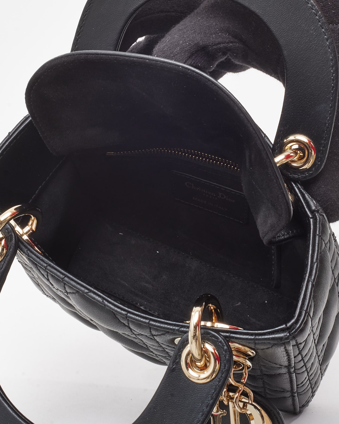 Dior Black Cannage Lambskin Leather Mini Lady Dior Bag CPHW