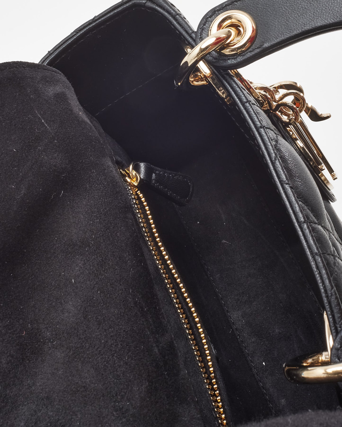 Dior Black Cannage Lambskin Leather Mini Lady Dior Bag CPHW