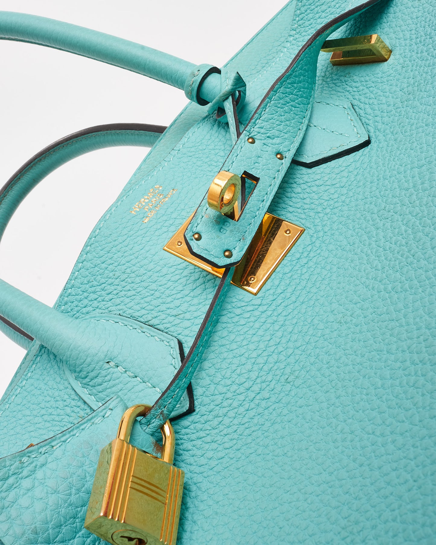 Hermès Blue Atoll Clemence Leather Birkin 30 GHW