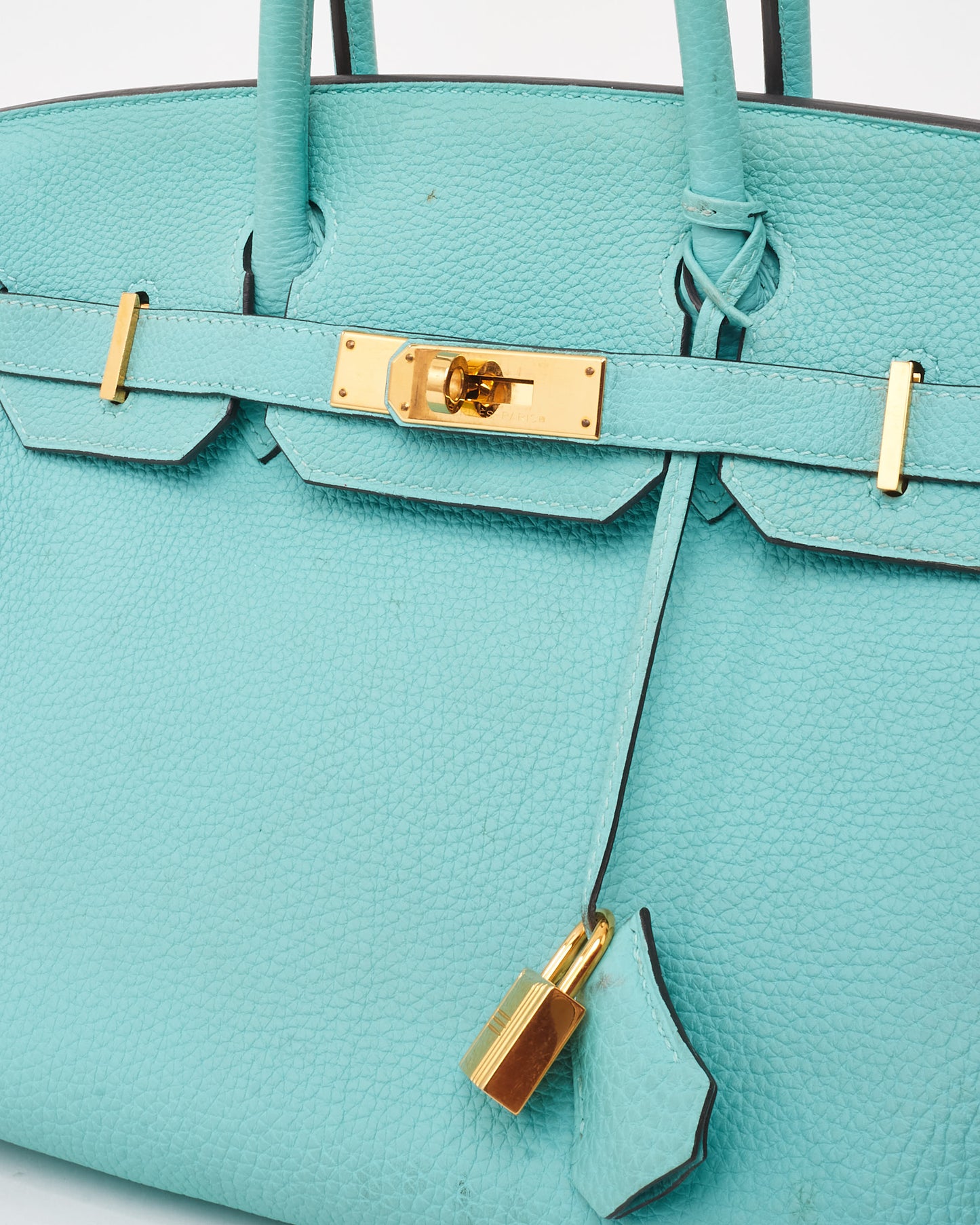 Hermès Blue Atoll Clemence Leather Birkin 30 GHW