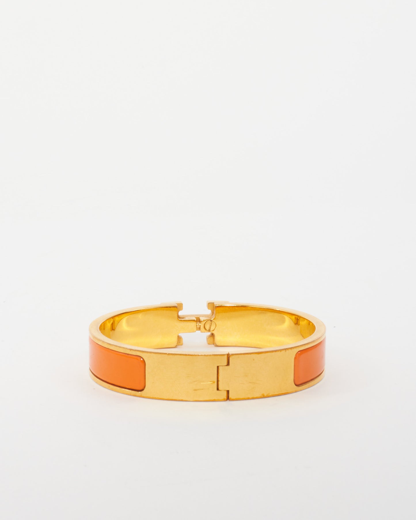 Hermès Orange/Gold Clic Clac Bracelet - PM