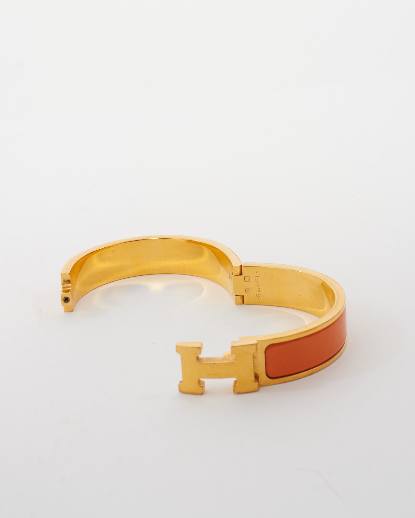 Hermès Orange/Gold Clic Clac Bracelet - PM