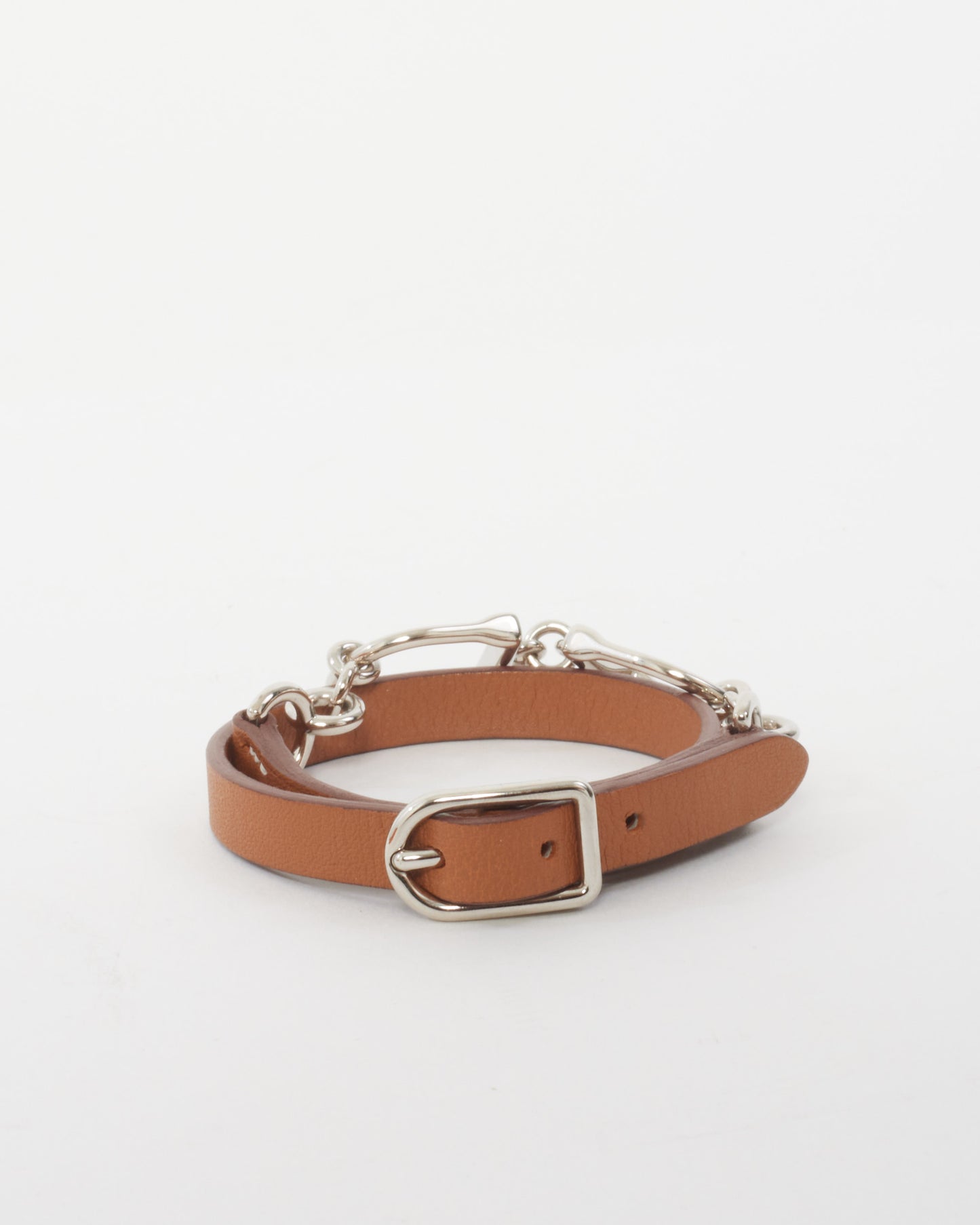 Hermès Brown Leather Etrier Double Tour Bracelet