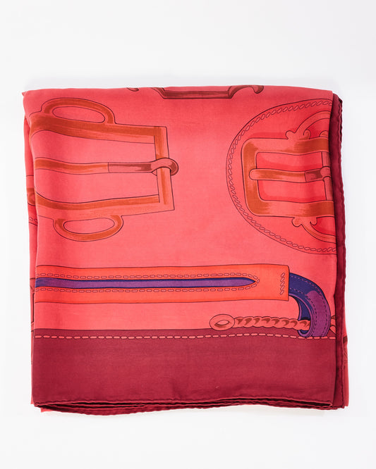 Hermès Pink Multi "Bovclerie D'Attelage" Silk Scarf/Shawl