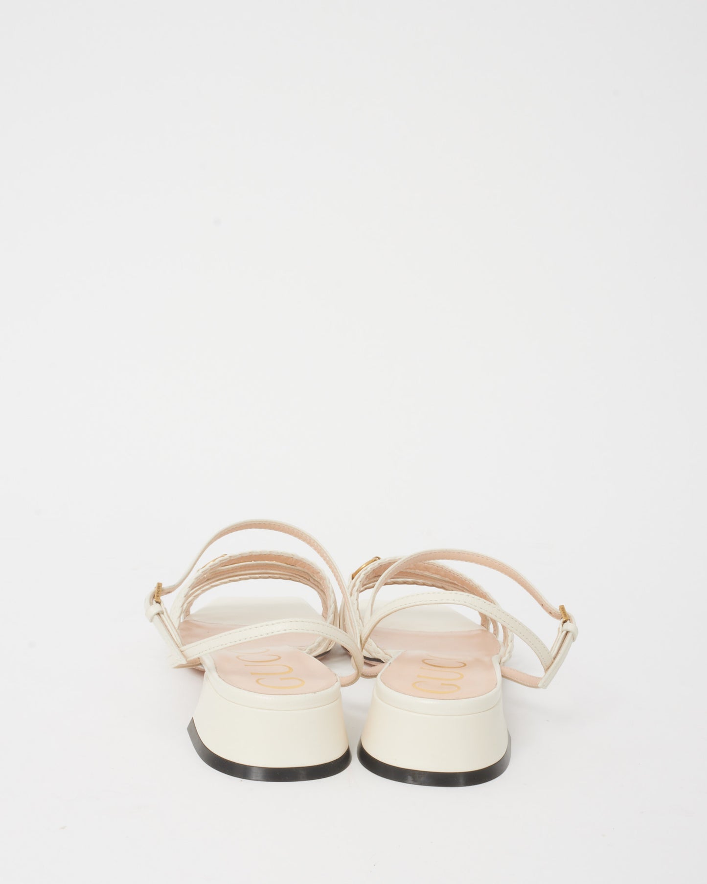 Gucci White Leather Strappy Horsebit Sandals - 38