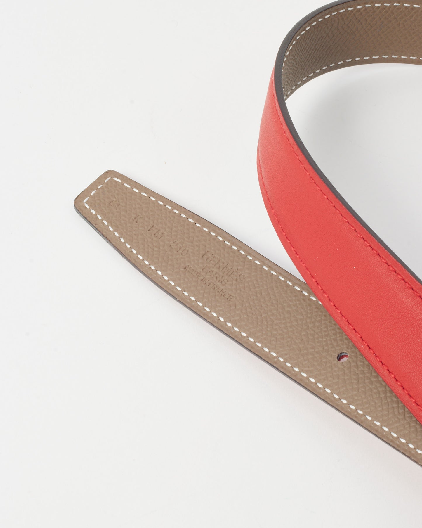 Hermès Etoupe Epsom & Red Swift Leather Reversible RGHW 24mm H Belt - 85