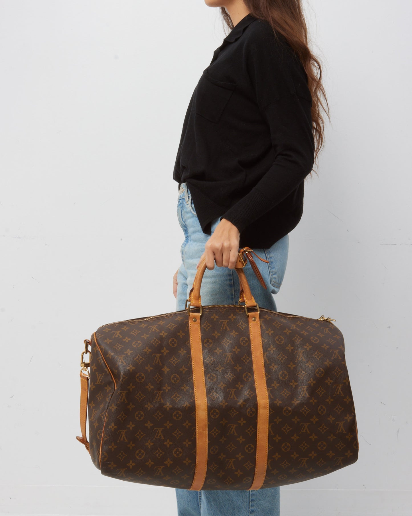 Louis Vuitton Monogram Coated Canvas Keepall Bandoulière 55