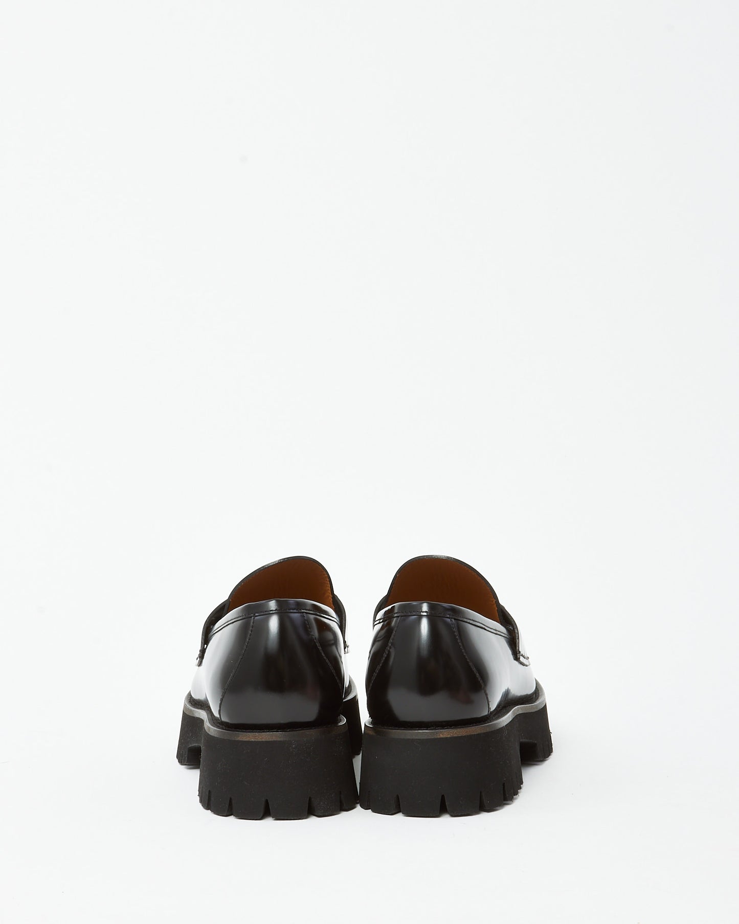 Gucci Black Leather SHW Horsebit Lug Sole Loafers - 41.5