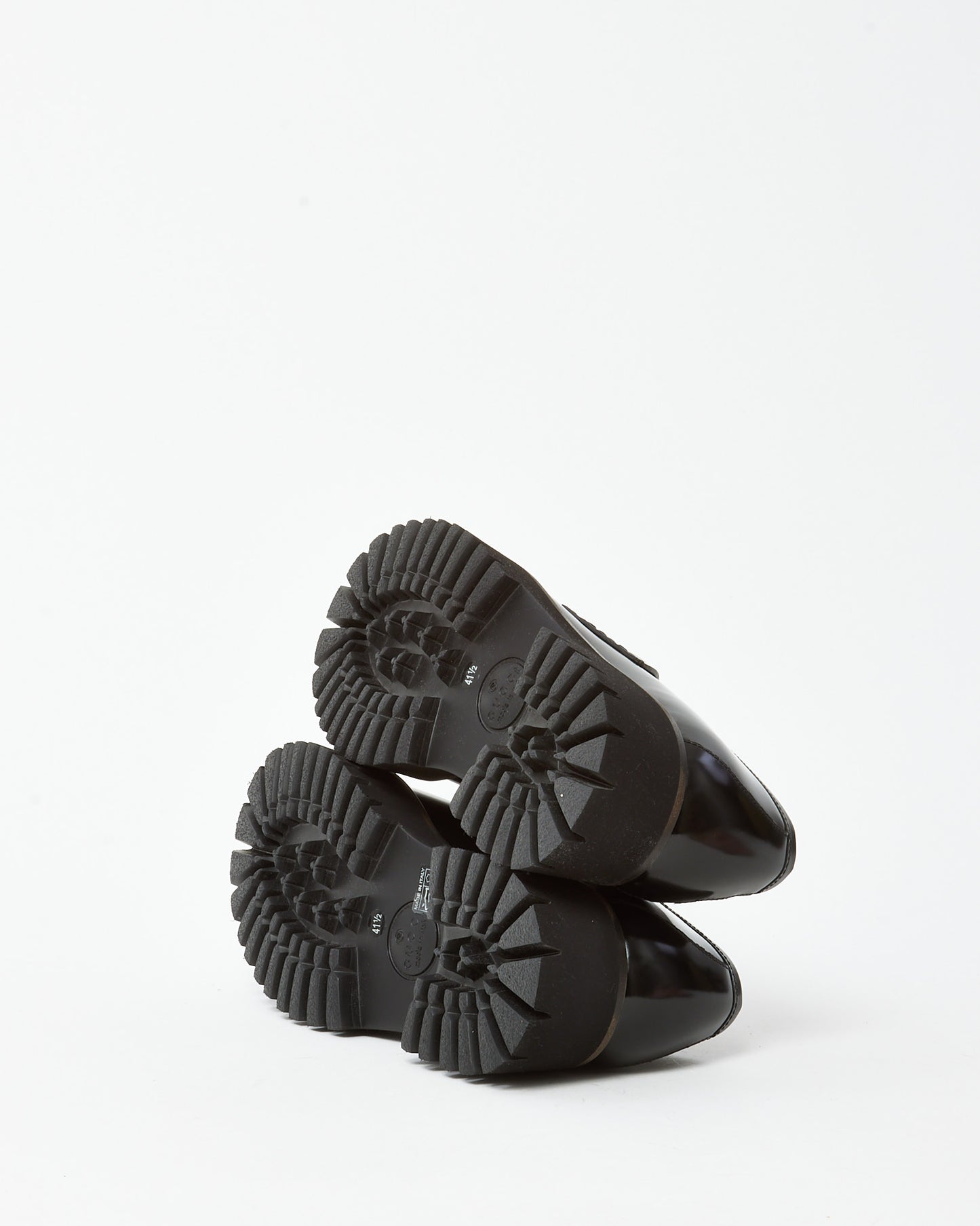 Gucci Black Leather SHW Horsebit Lug Sole Loafers - 41.5