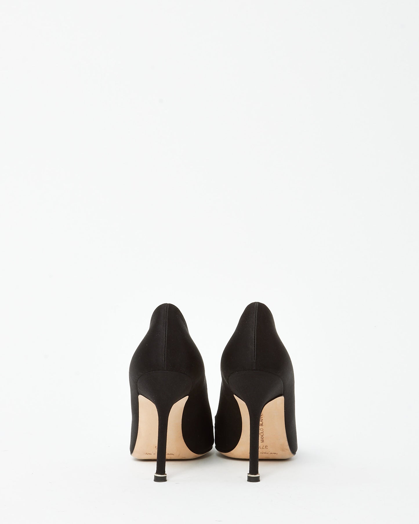 Manolo Blahnik Black Satin Jewel Buckle Hangisi Pumps - 37.5