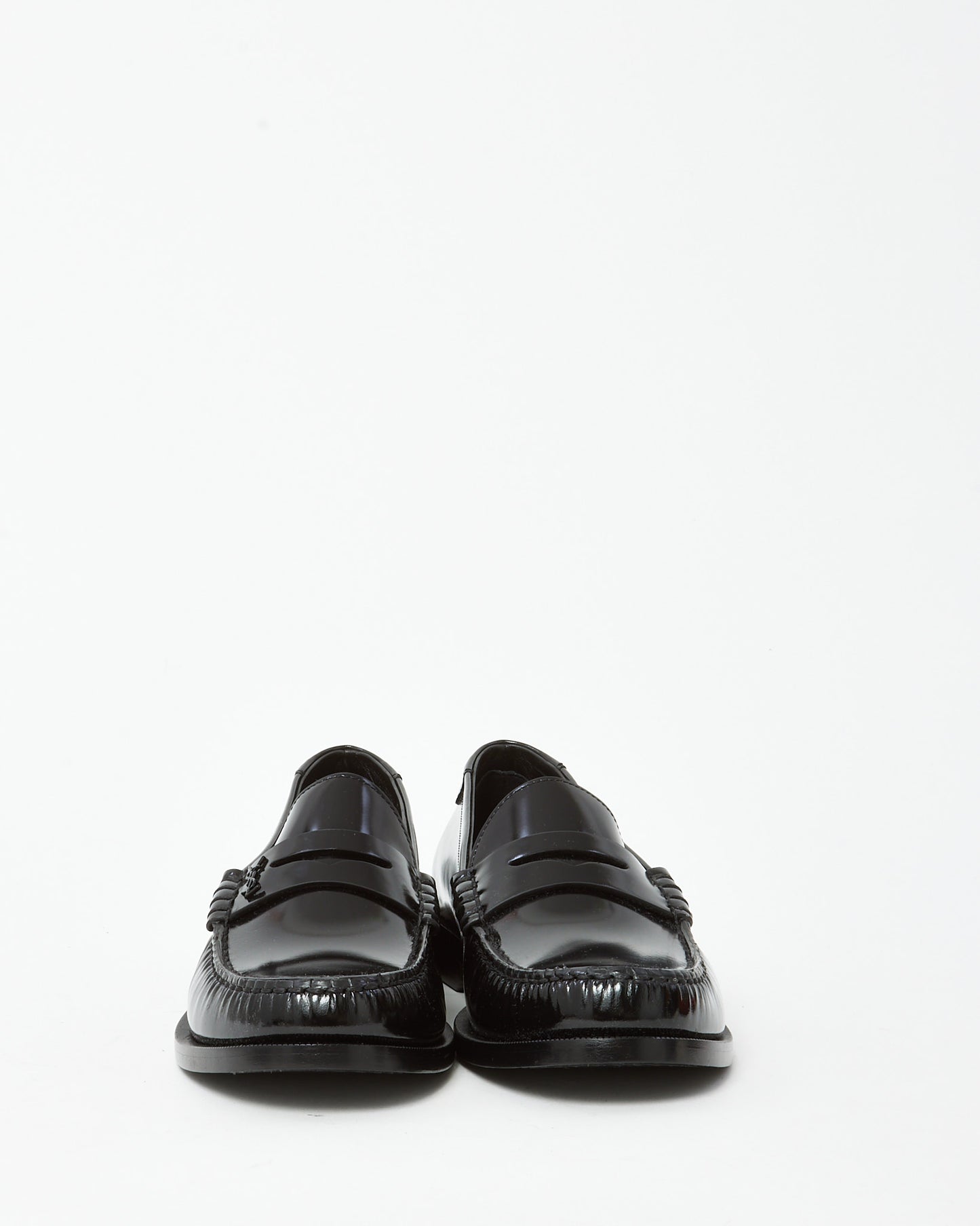 Saint Laurent Black Shiny Leather Le Loafer Penny Slippers Loafers - 41.5