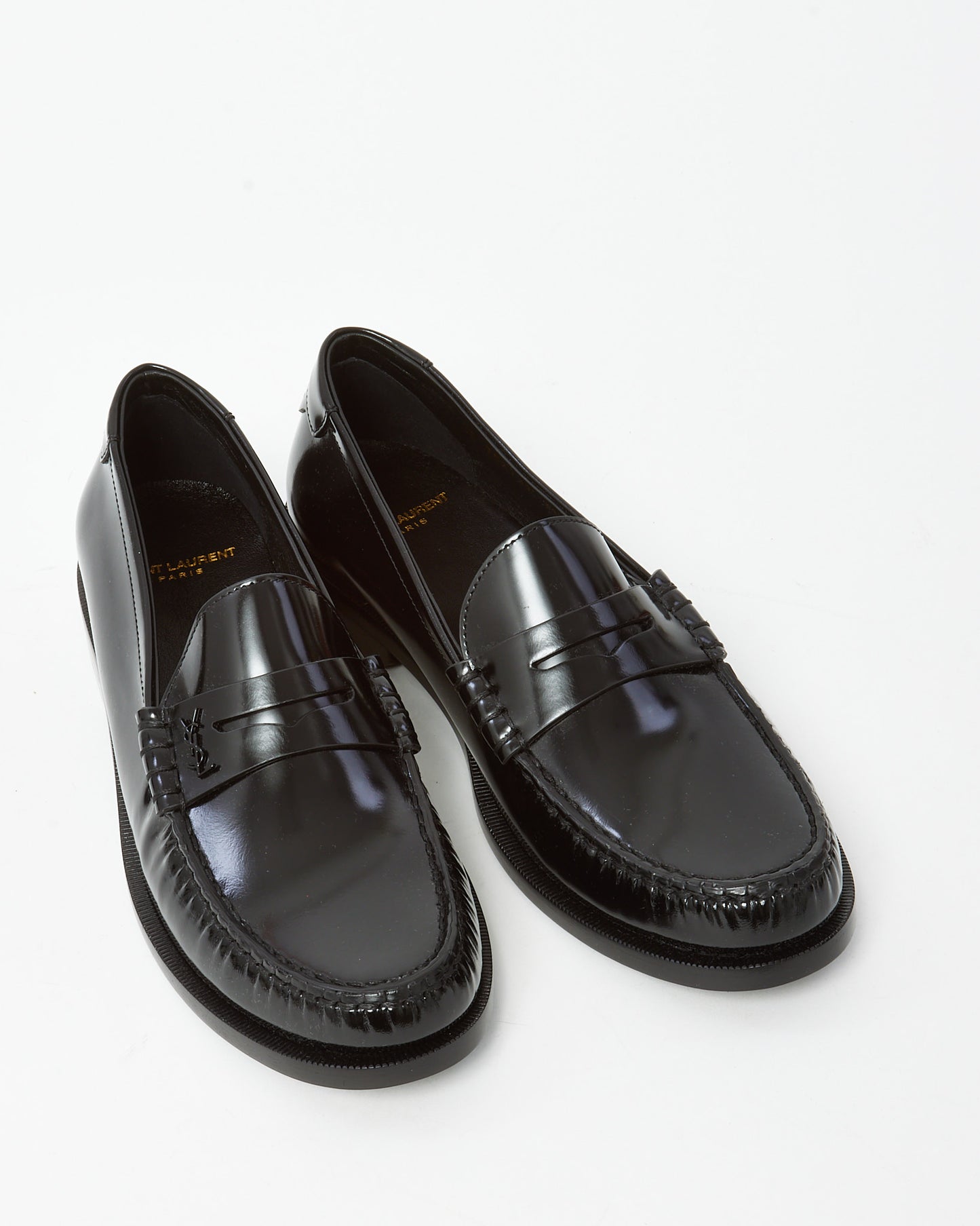 Saint Laurent Black Shiny Leather Le Loafer Penny Slippers Loafers - 41.5