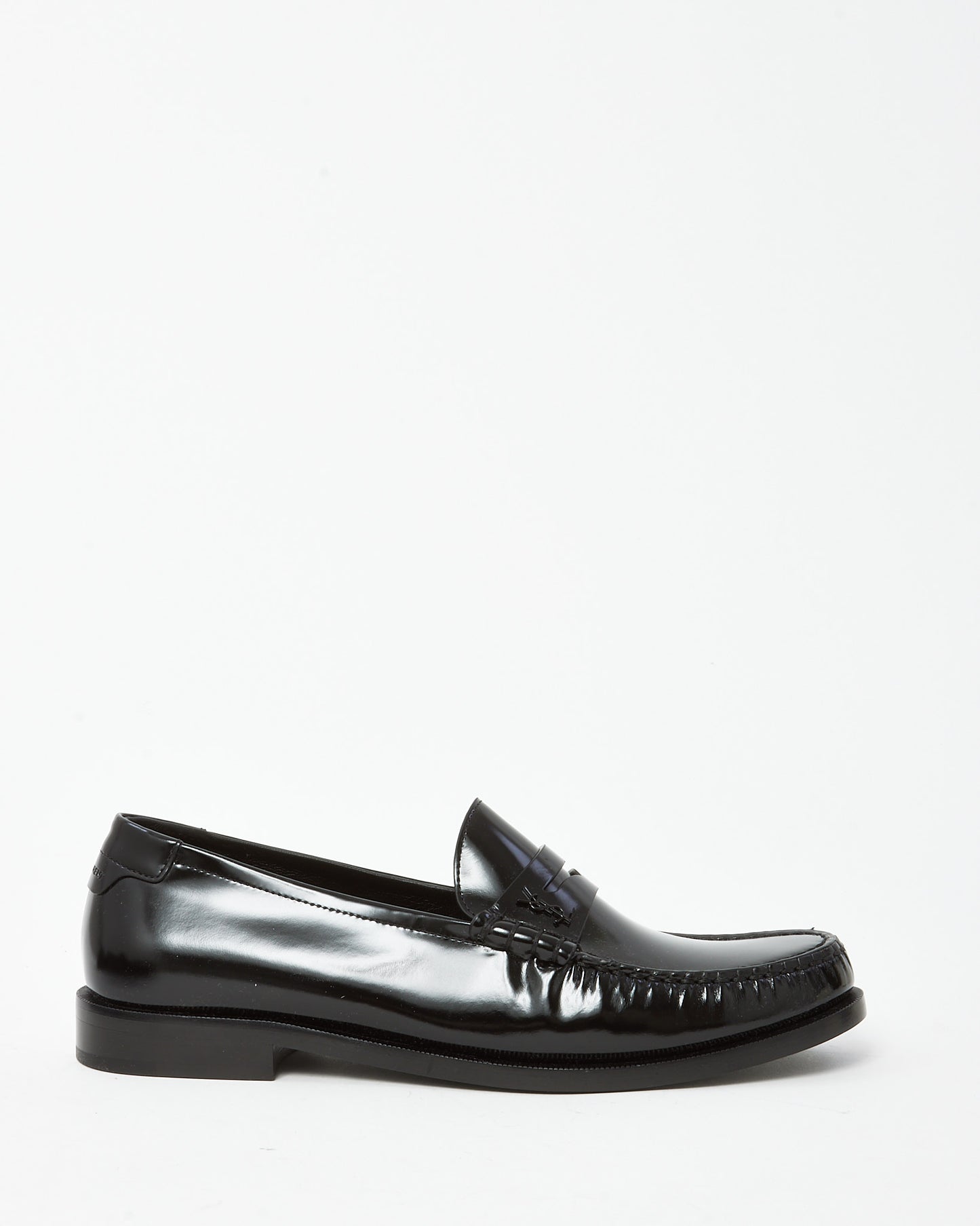 Saint Laurent Black Shiny Leather Le Loafer Penny Slippers Loafers - 41.5