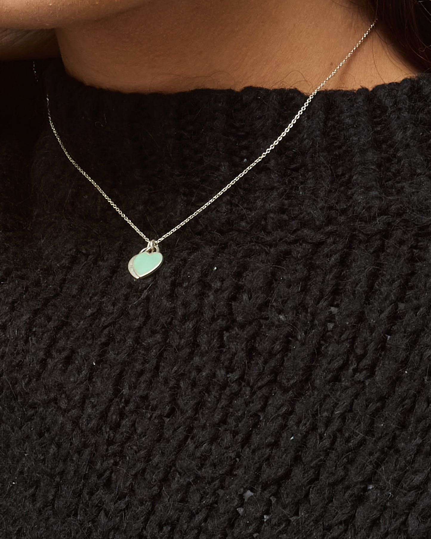 Tiffany & Co. Silver Mini Tiffany Blue Double Heart Tag Pendant Necklace