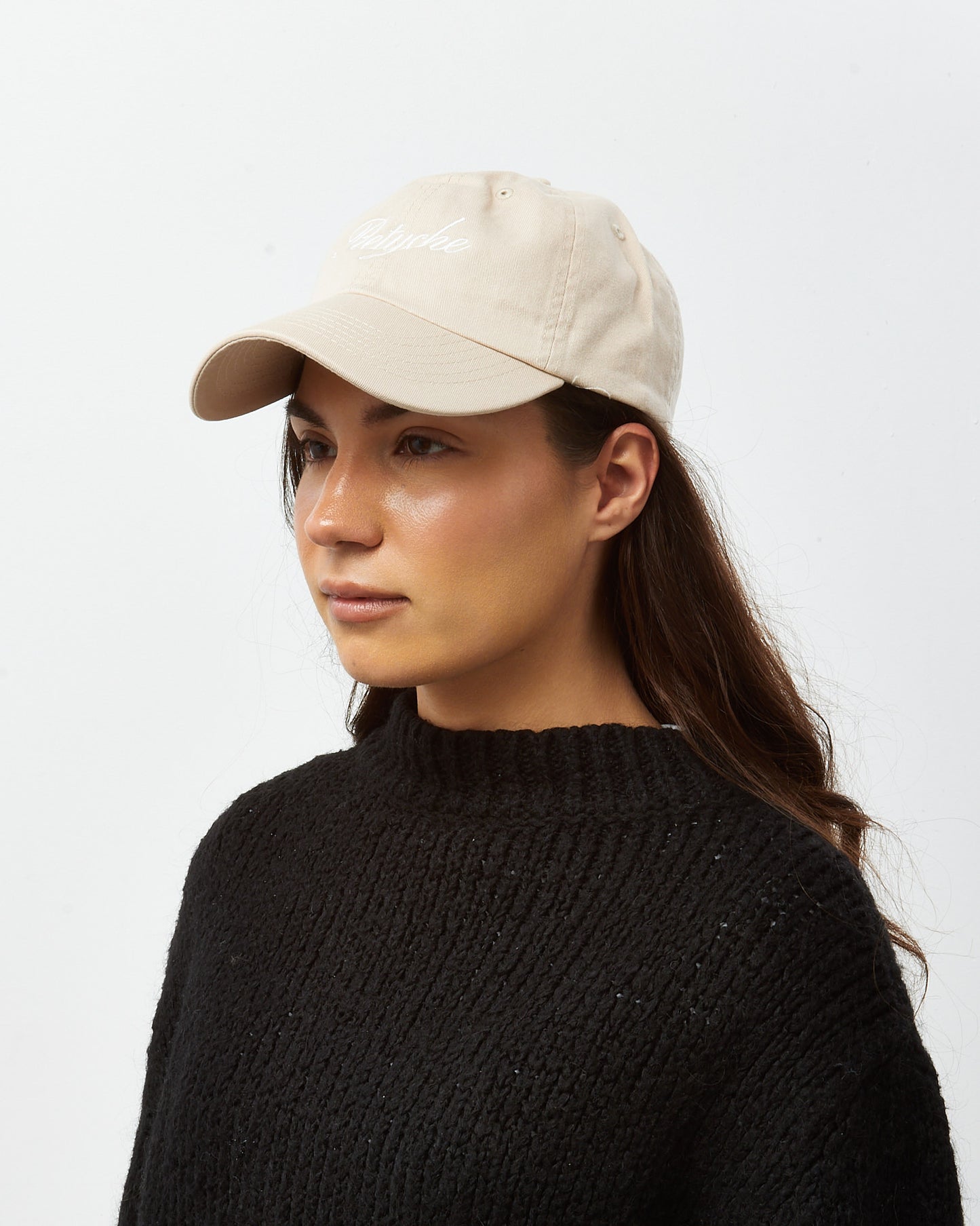 Retyche Beige & White Cursive Logo Baseball Cap - O/S