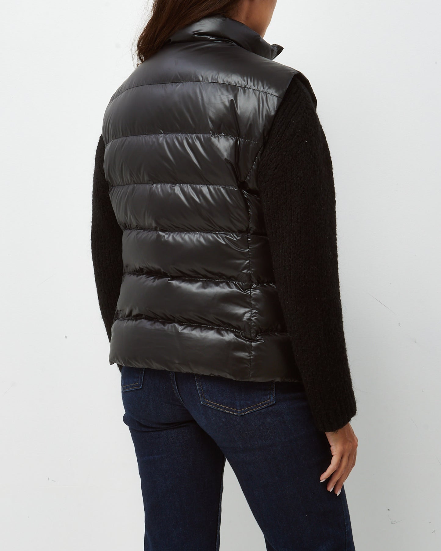 Prada Men's Black Shiny Nylon Padded Logo Puffer Vest - 46 IT MEN / 36 US / S