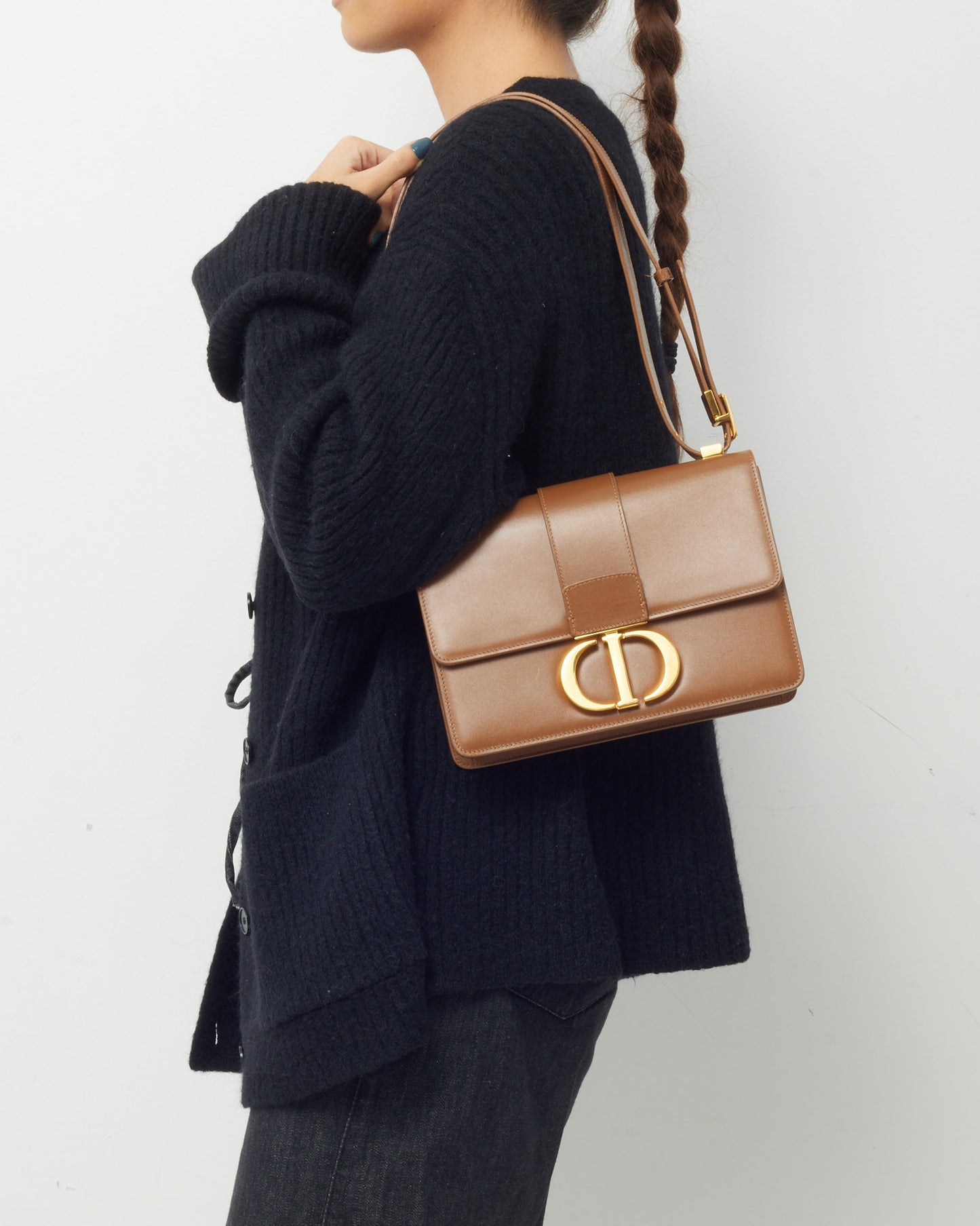 Dior Brown Calfskin Leather 30 Montaigne Bag GHW