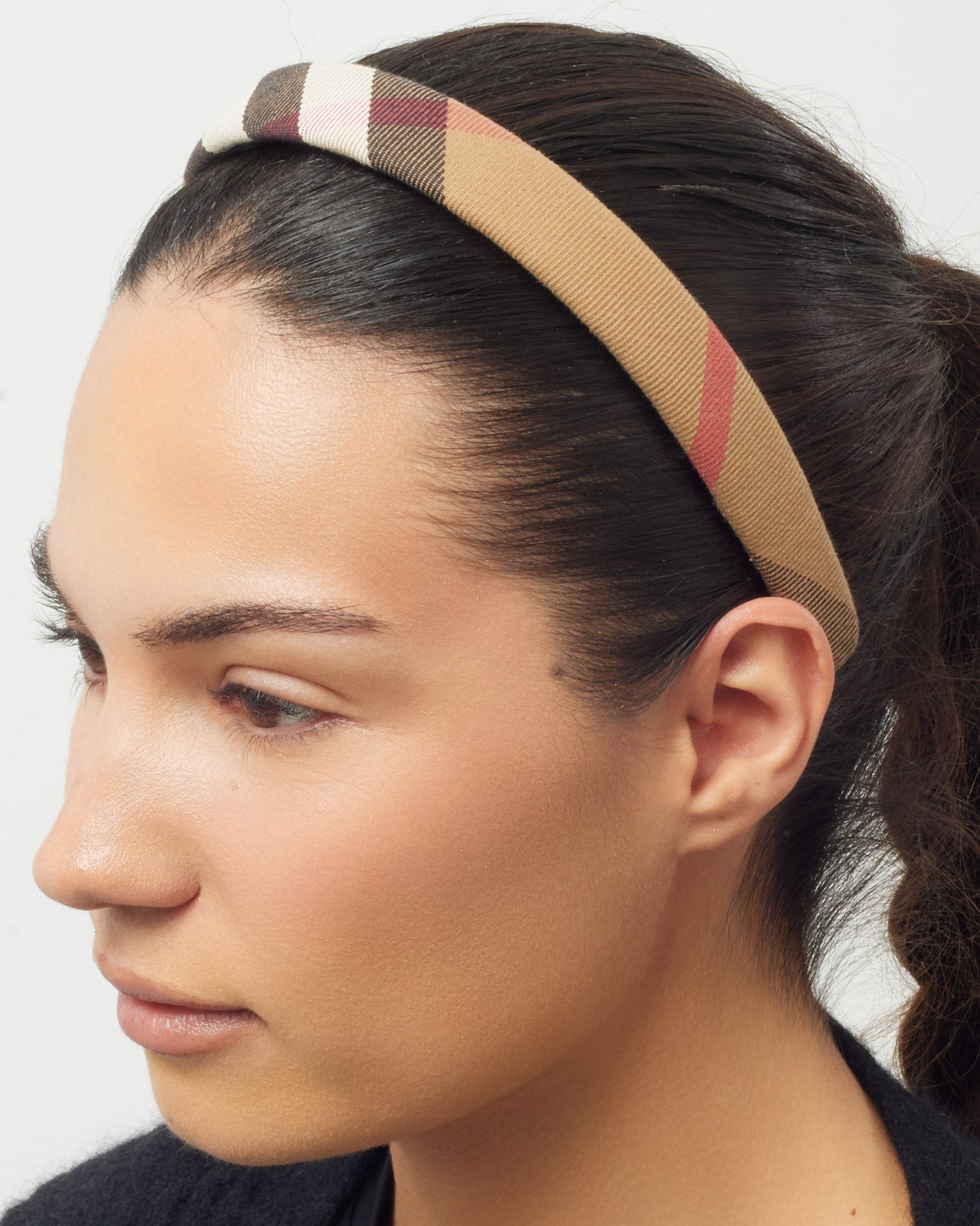 Burberry Brown House Check Canvas Quilted Thin Headband