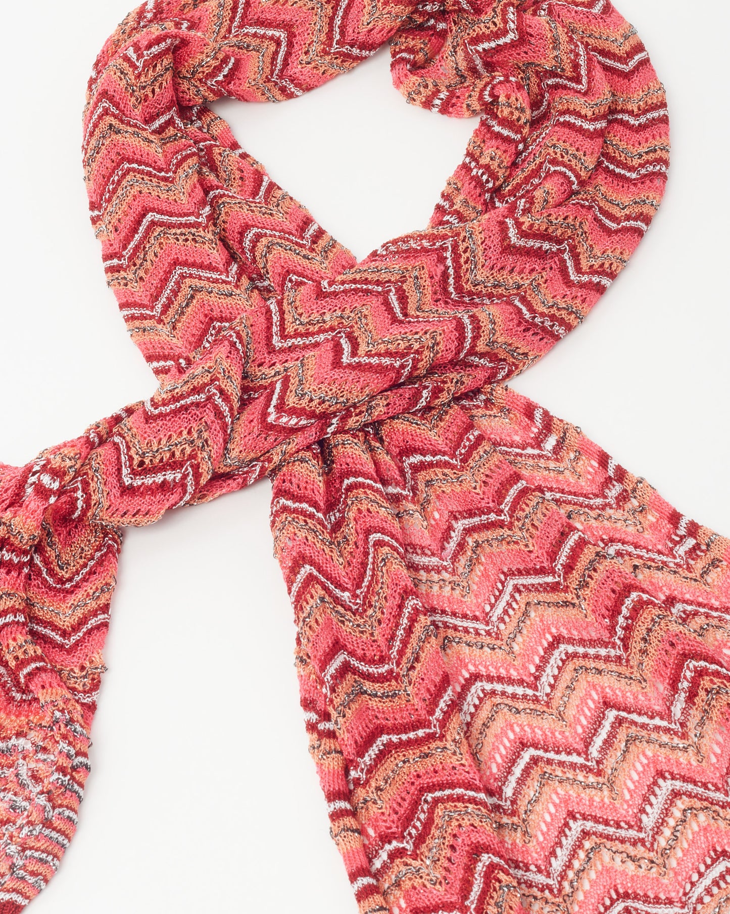Missoni Red/Pink/Multi Zigzag Viscose Blend Scarf