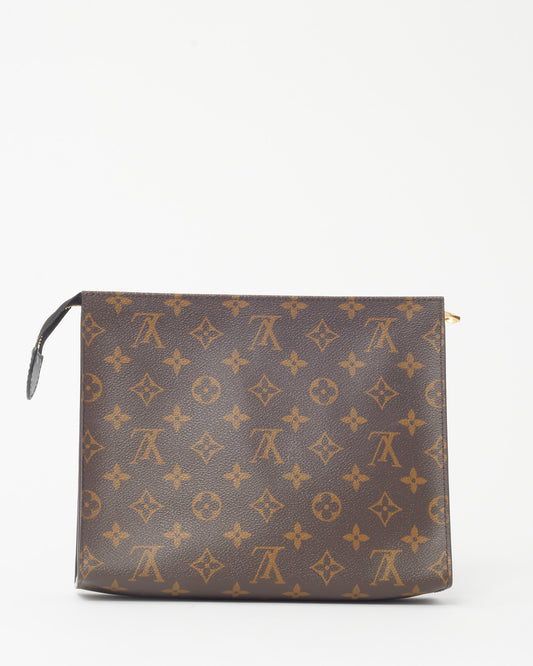 Louis Vuitton Monogram Coated Canvas with Black Leather Toiletry Pouch/Poche Toilette