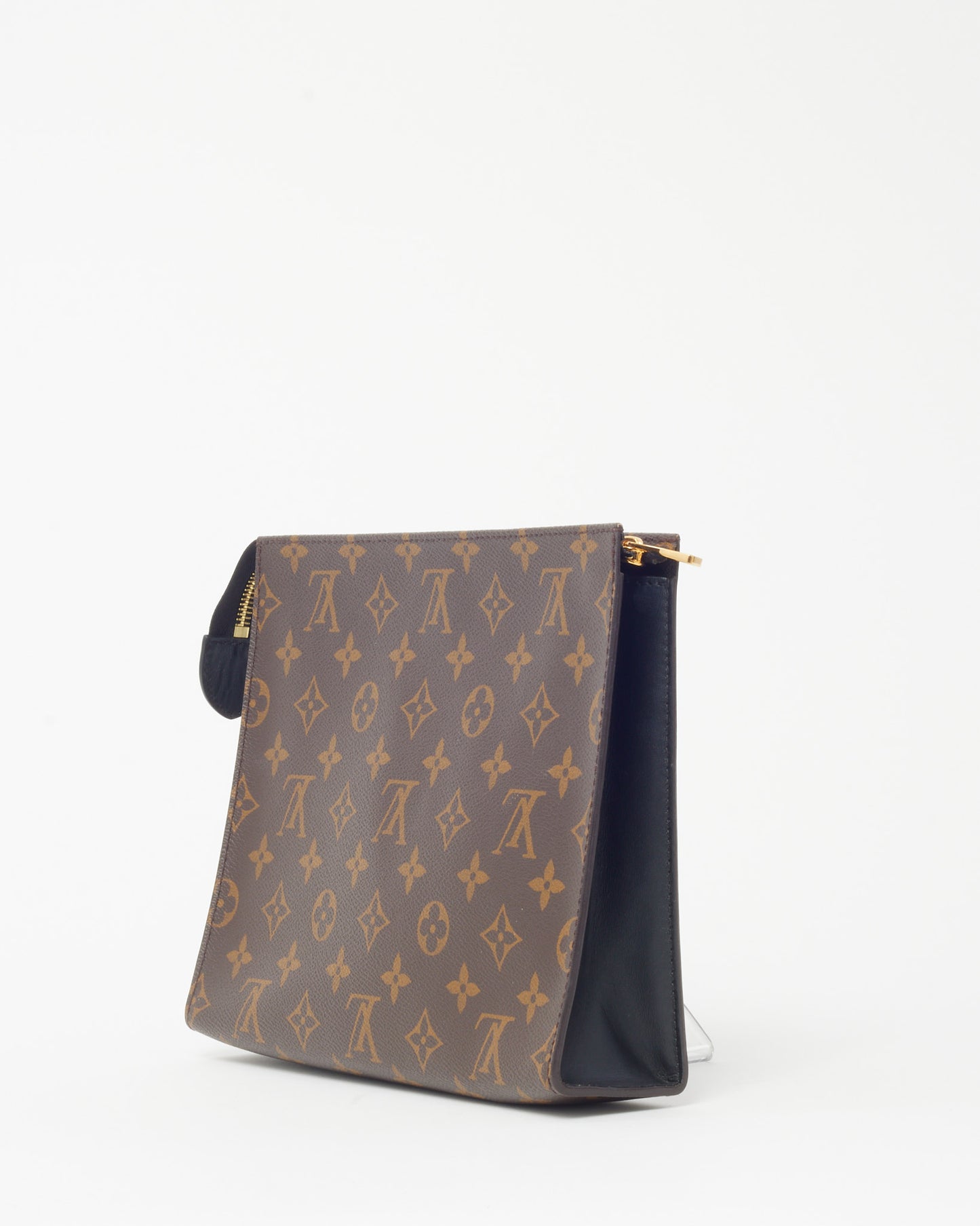 Louis Vuitton Monogram Coated Canvas with Black Leather Toiletry Pouch/Poche Toilette